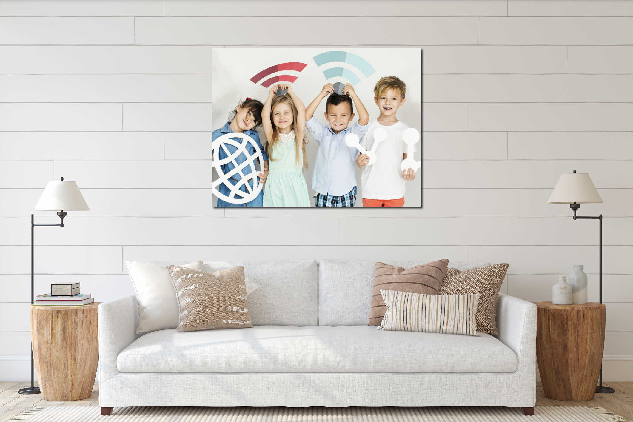 Canvas hanging interior mockup