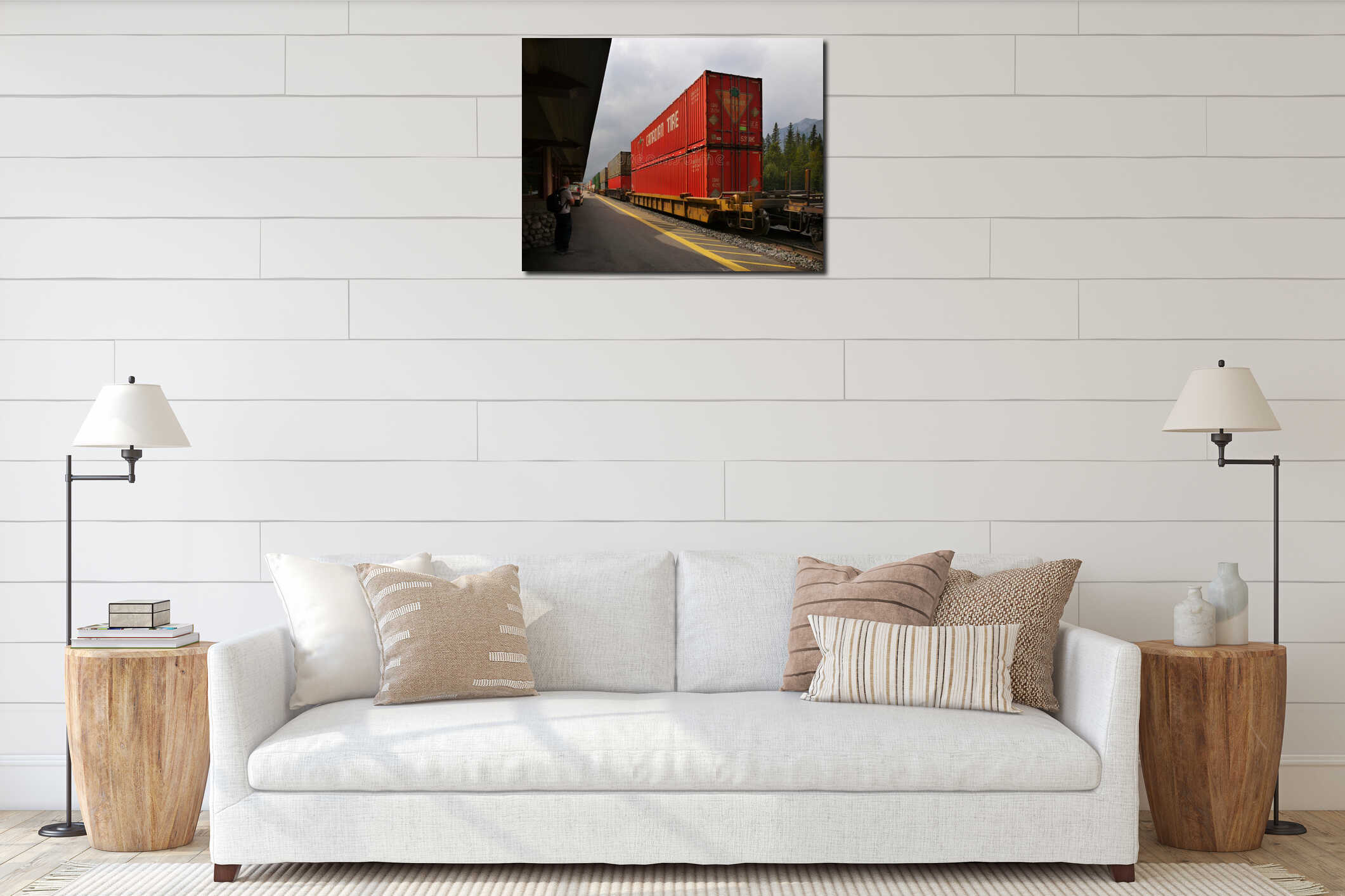 Canvas hanging interior mockup