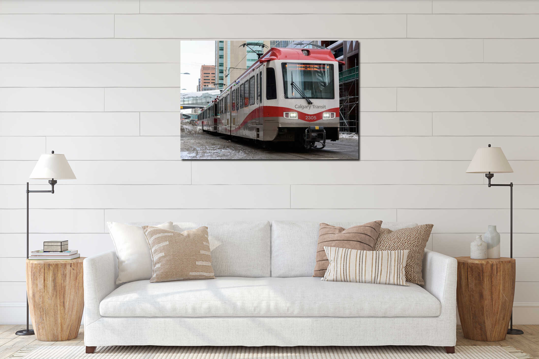 Canvas hanging interior mockup
