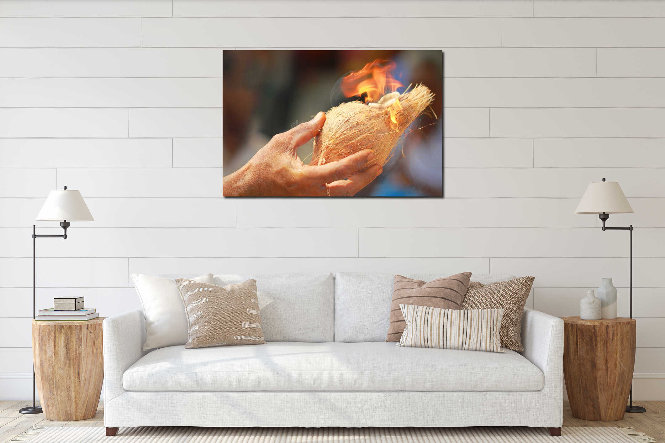 Canvas hanging interior mockup