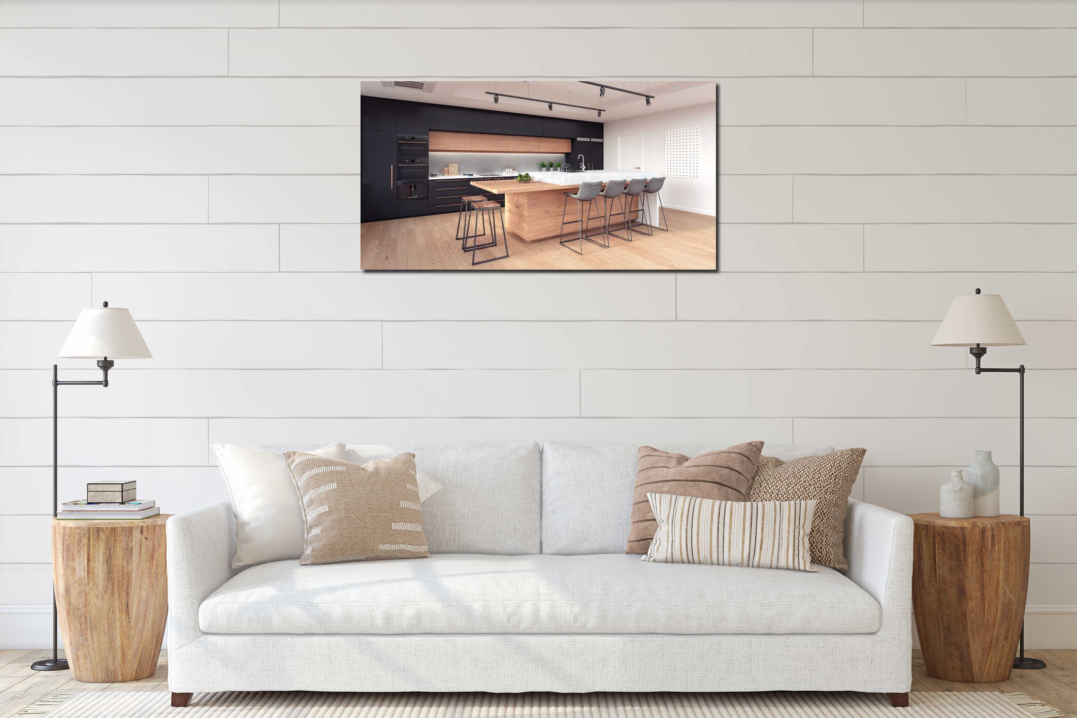 Canvas hanging interior mockup