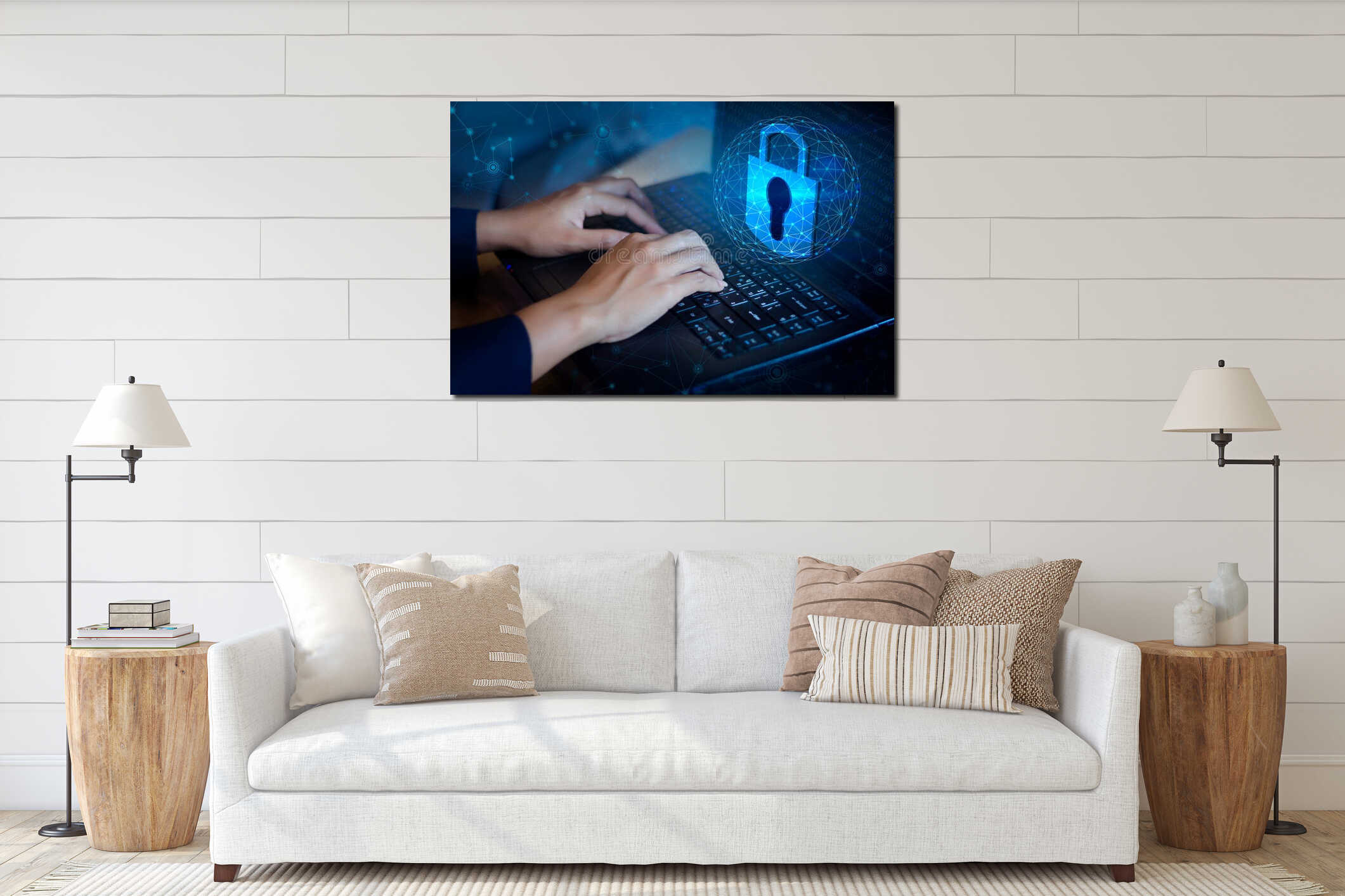 Canvas hanging interior mockup