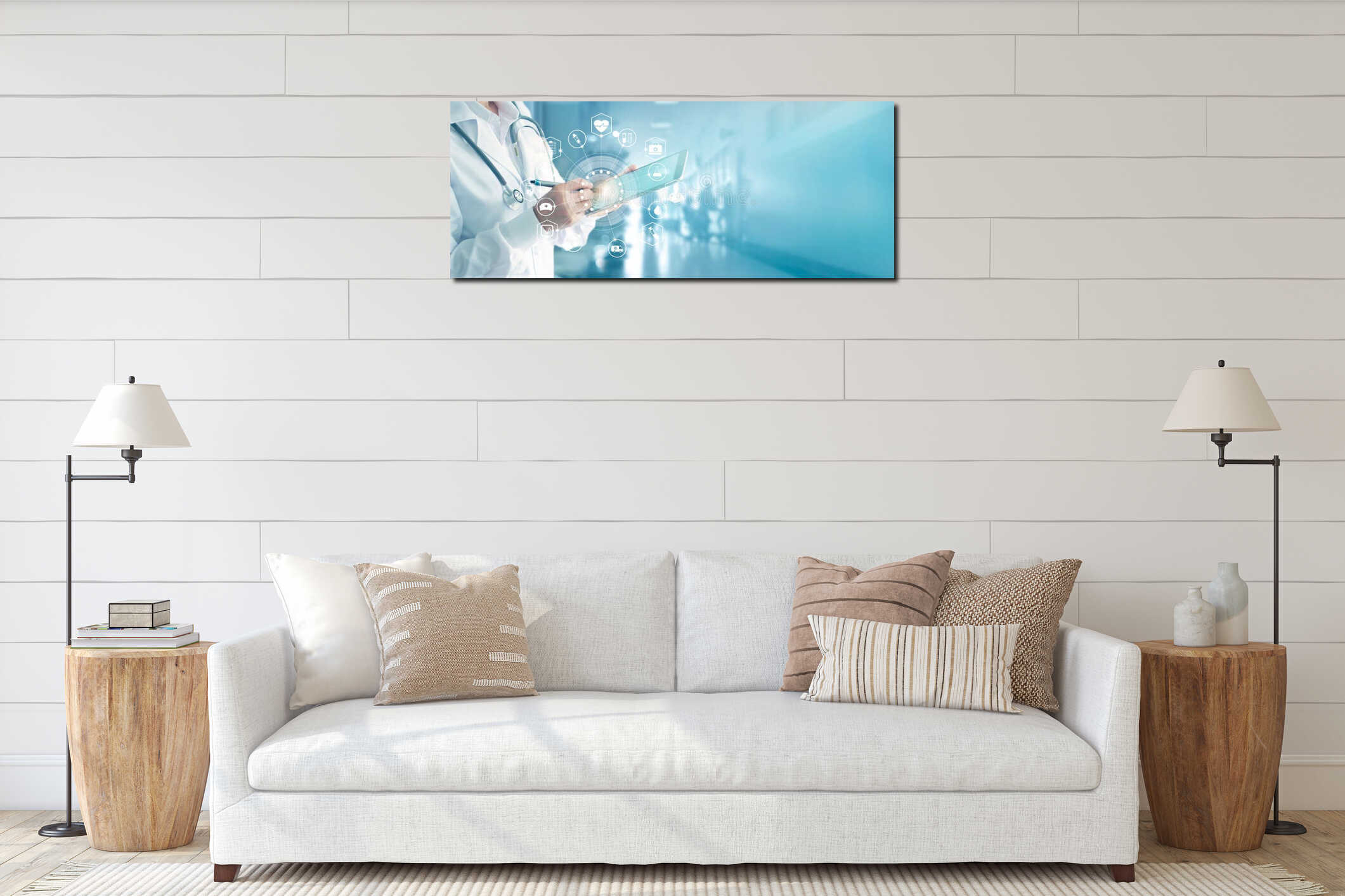 Canvas hanging interior mockup