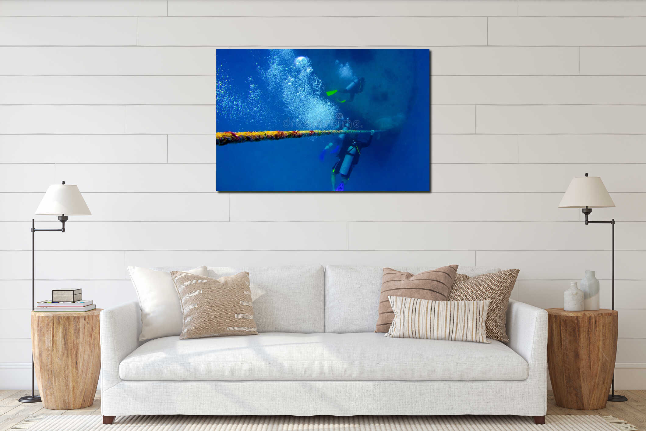 Canvas hanging interior mockup