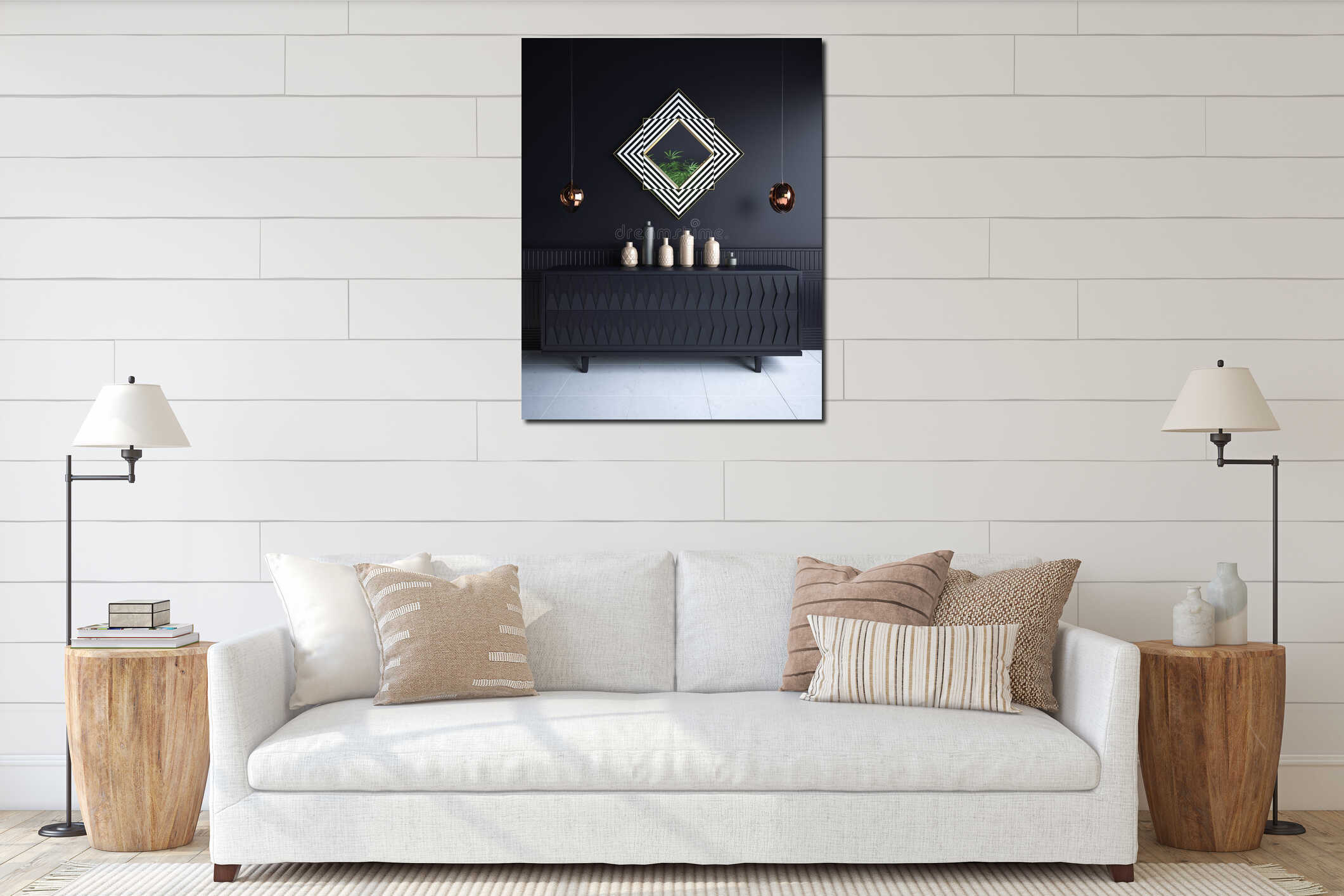 Canvas hanging interior mockup