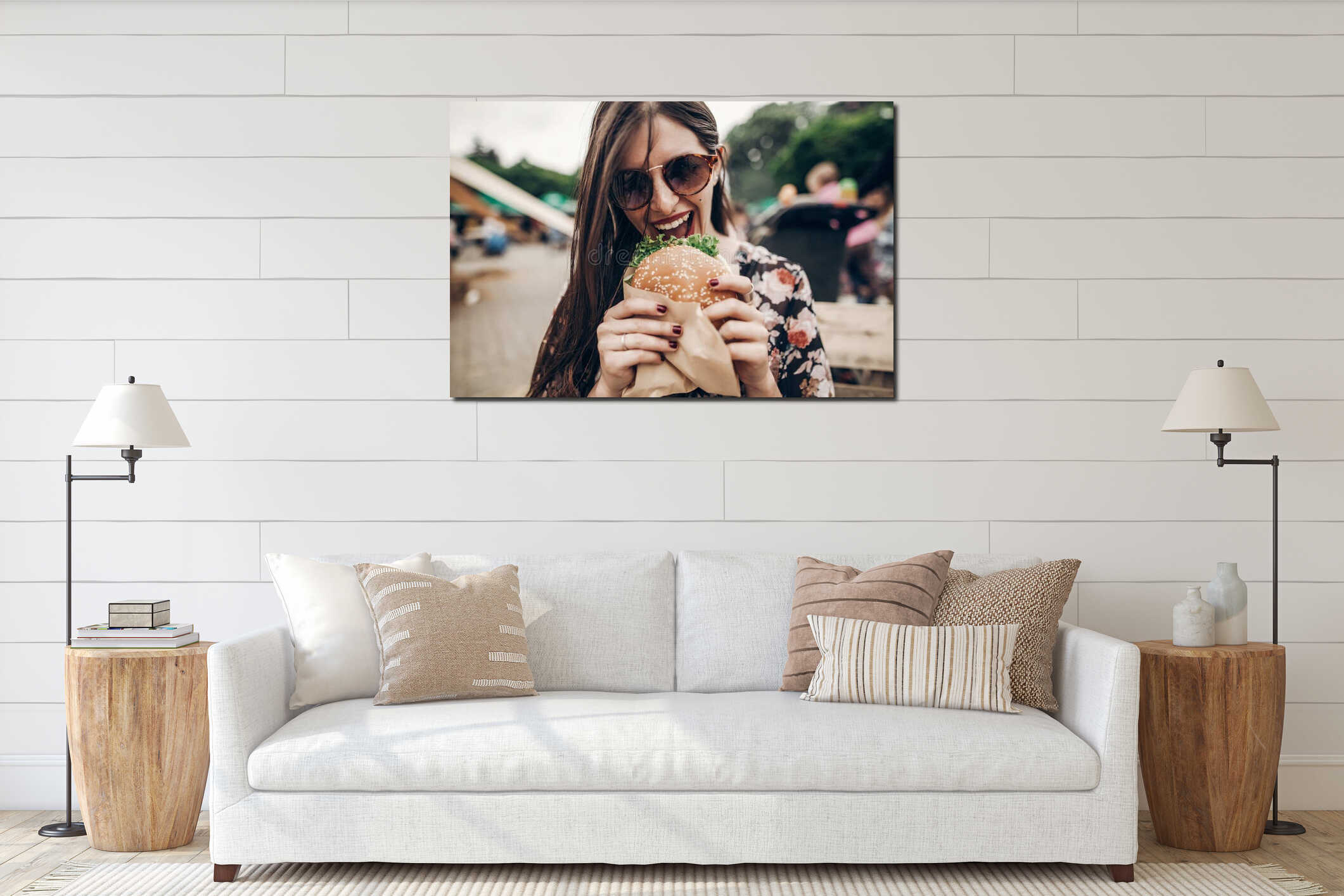Canvas hanging interior mockup
