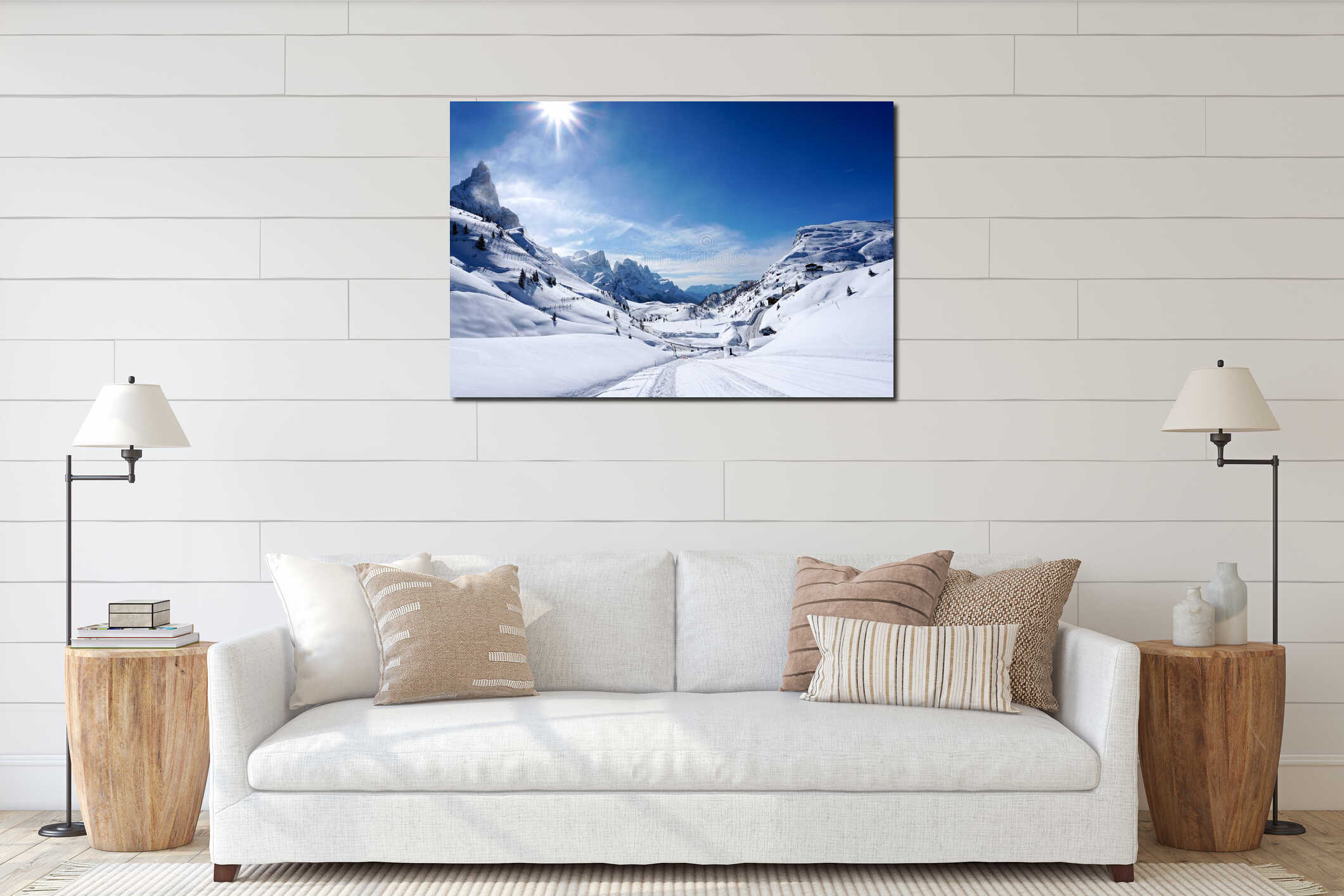 Canvas hanging interior mockup