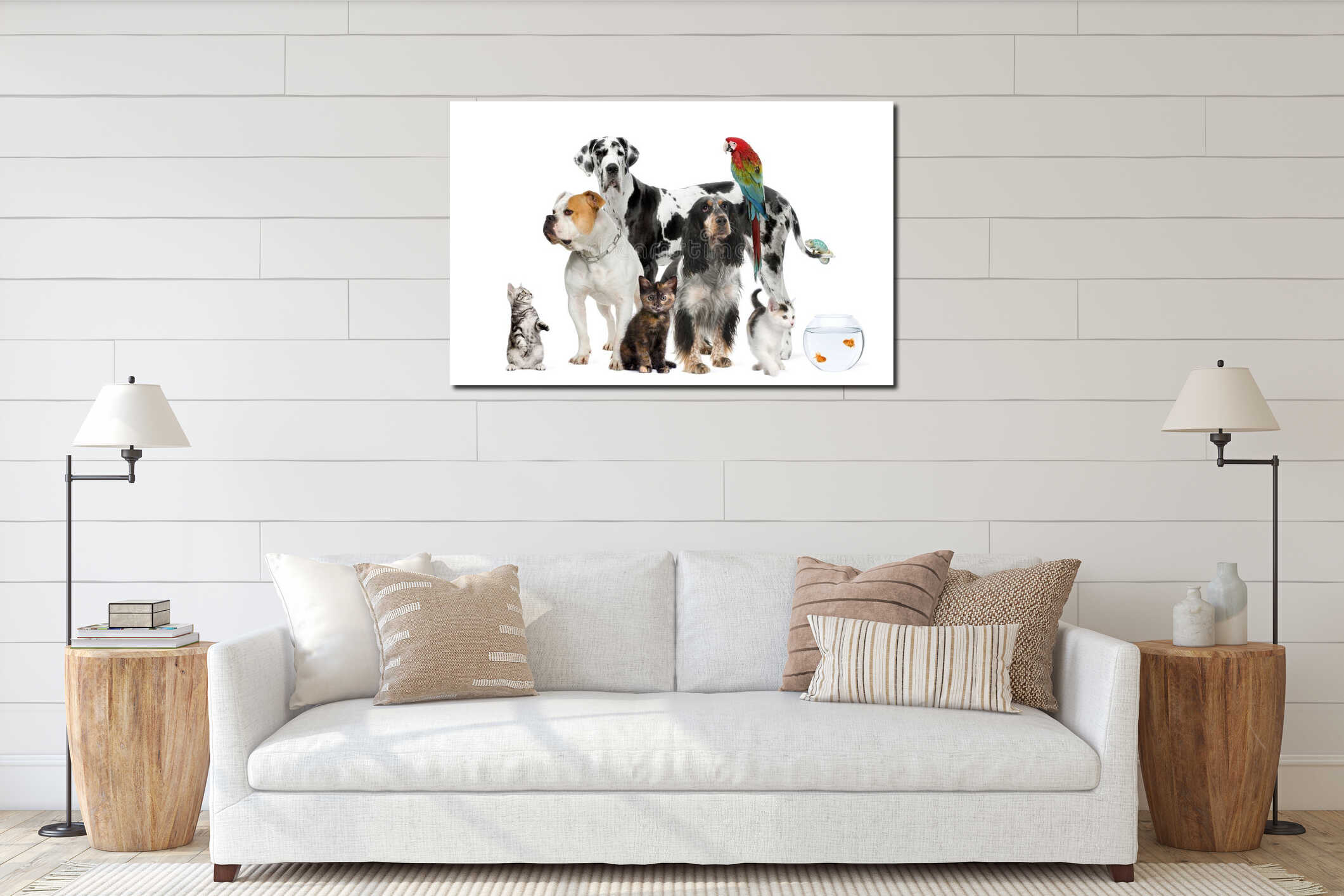 Canvas hanging interior mockup