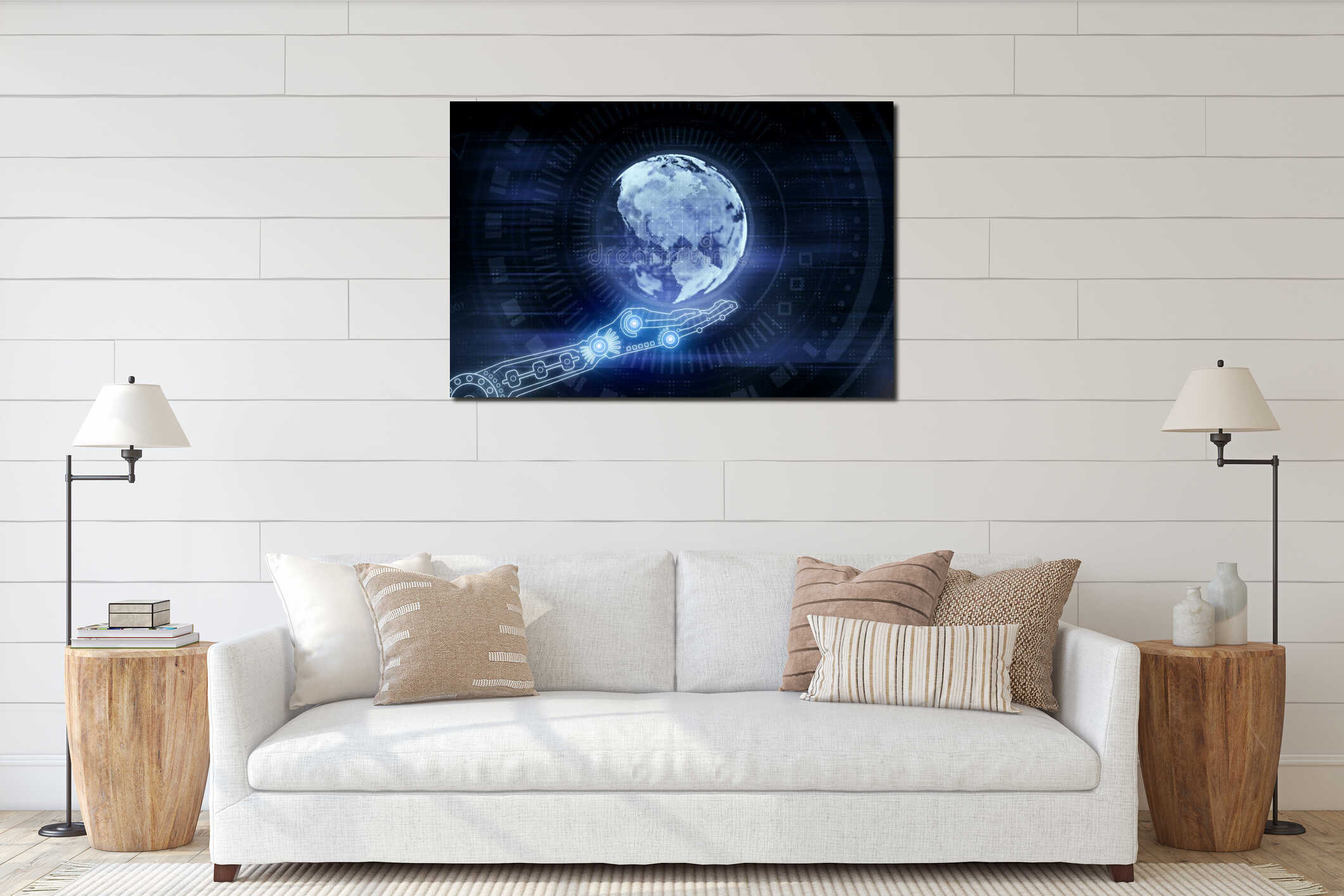 Canvas hanging interior mockup