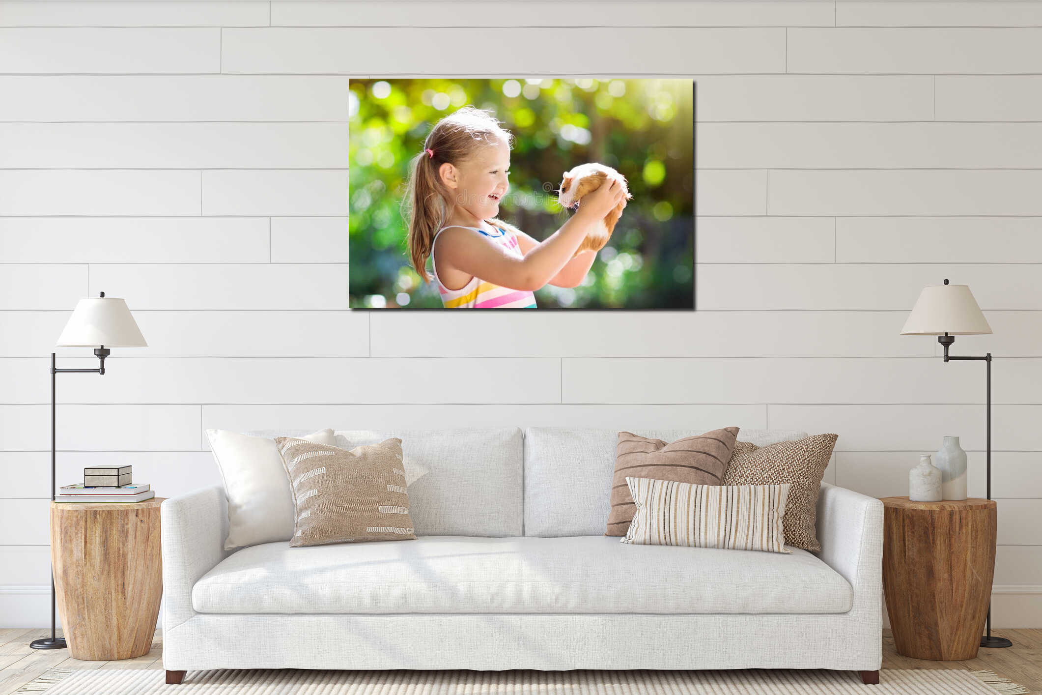 Canvas hanging interior mockup