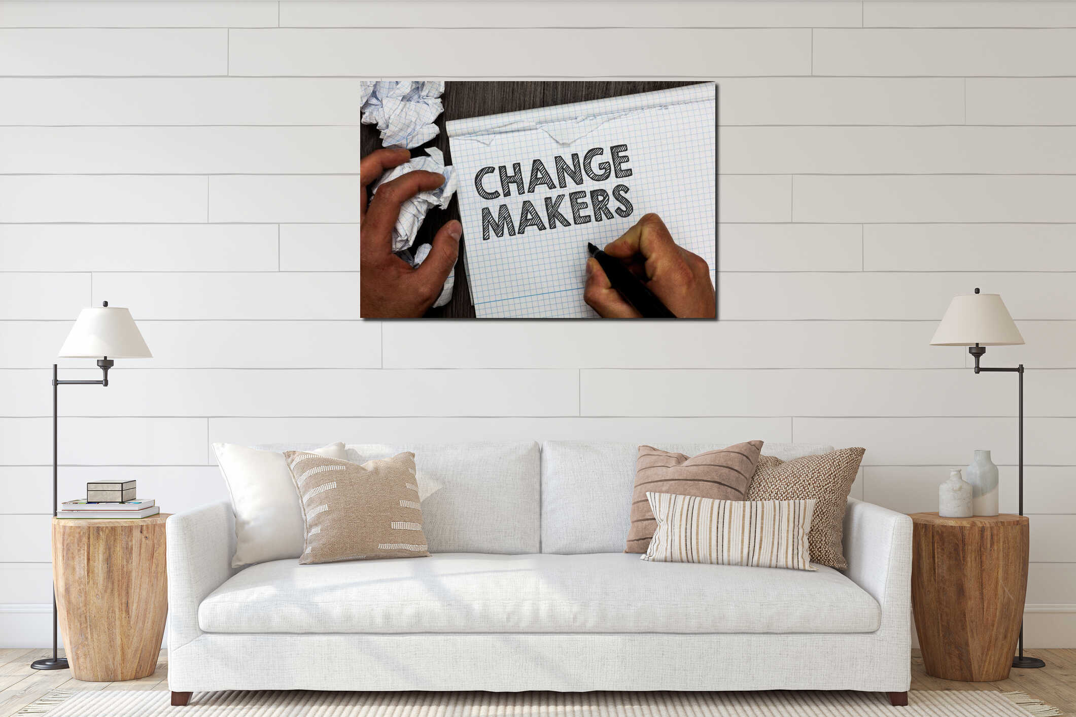 Canvas hanging interior mockup