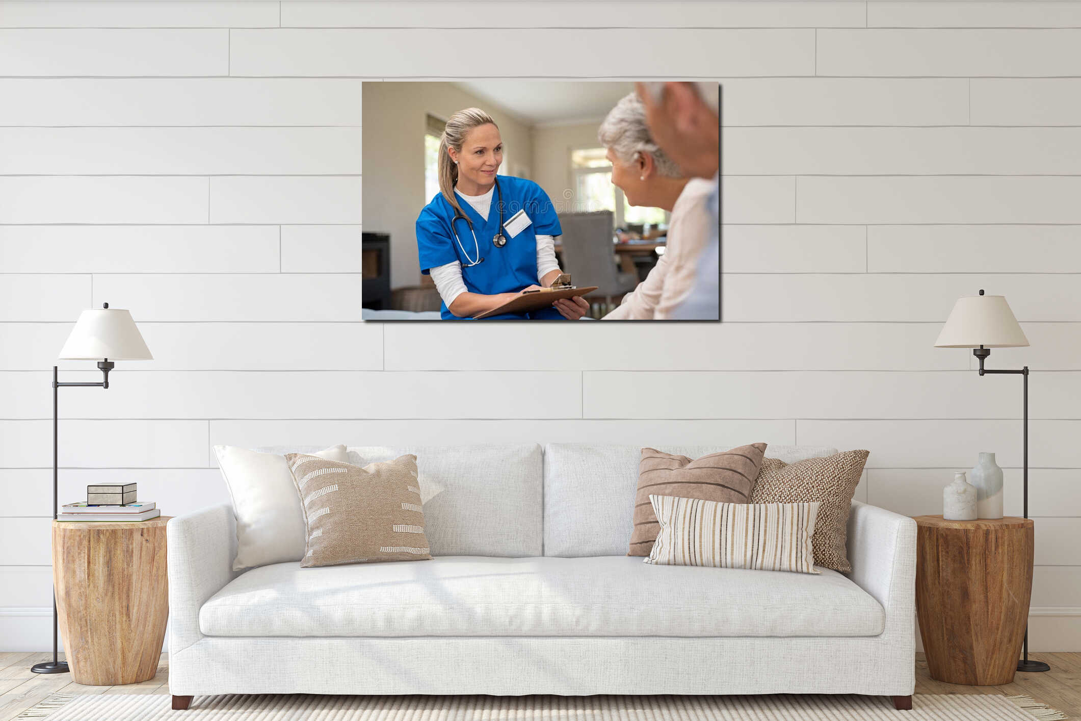 Canvas hanging interior mockup
