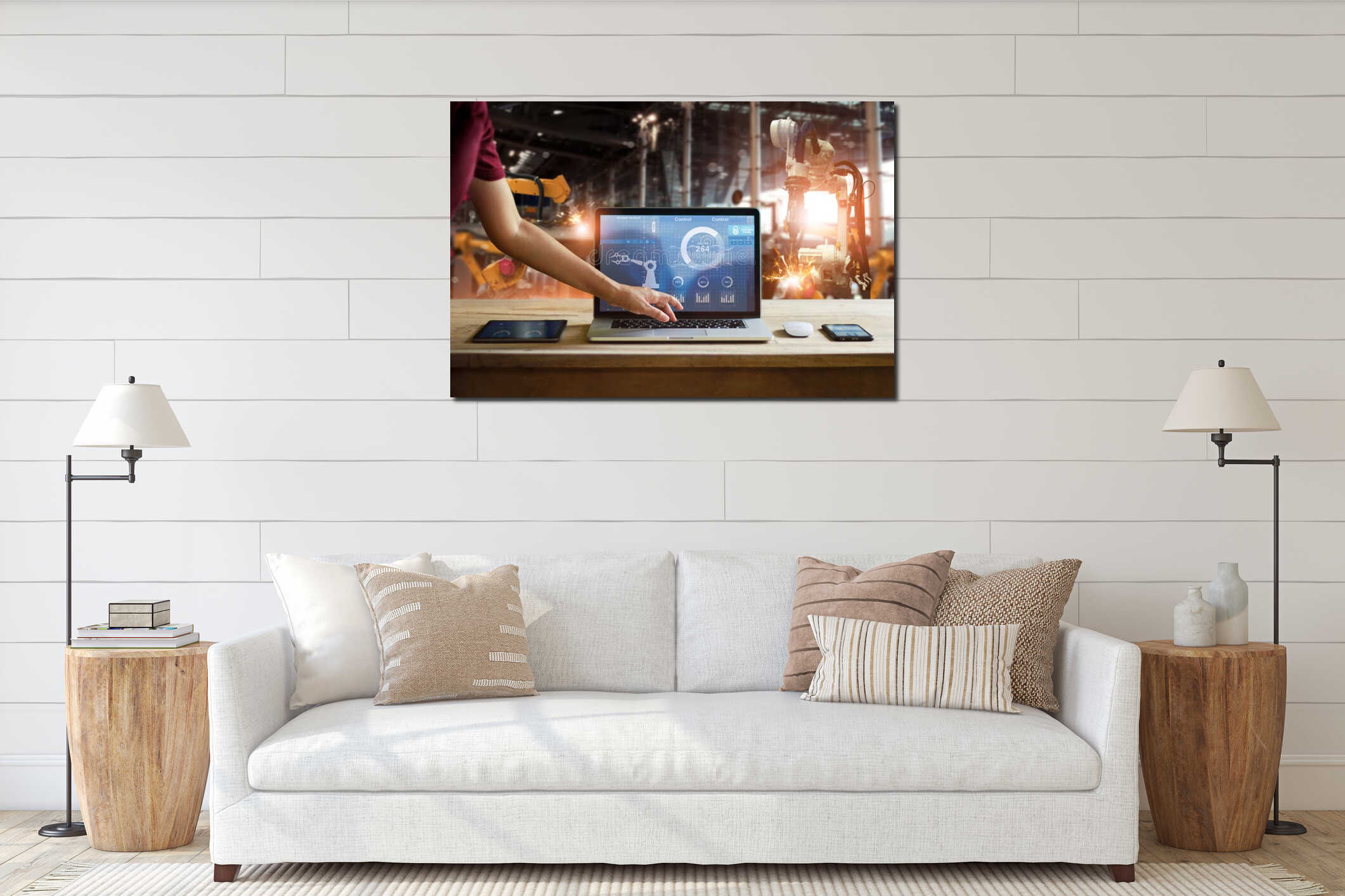 Canvas hanging interior mockup