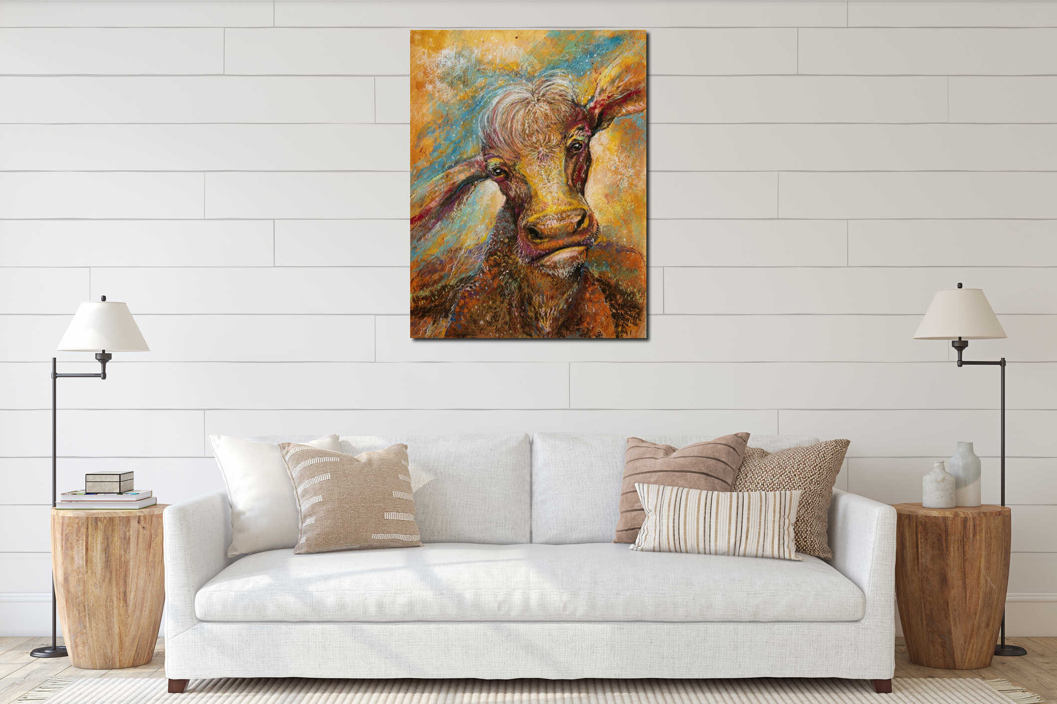 Canvas hanging interior mockup