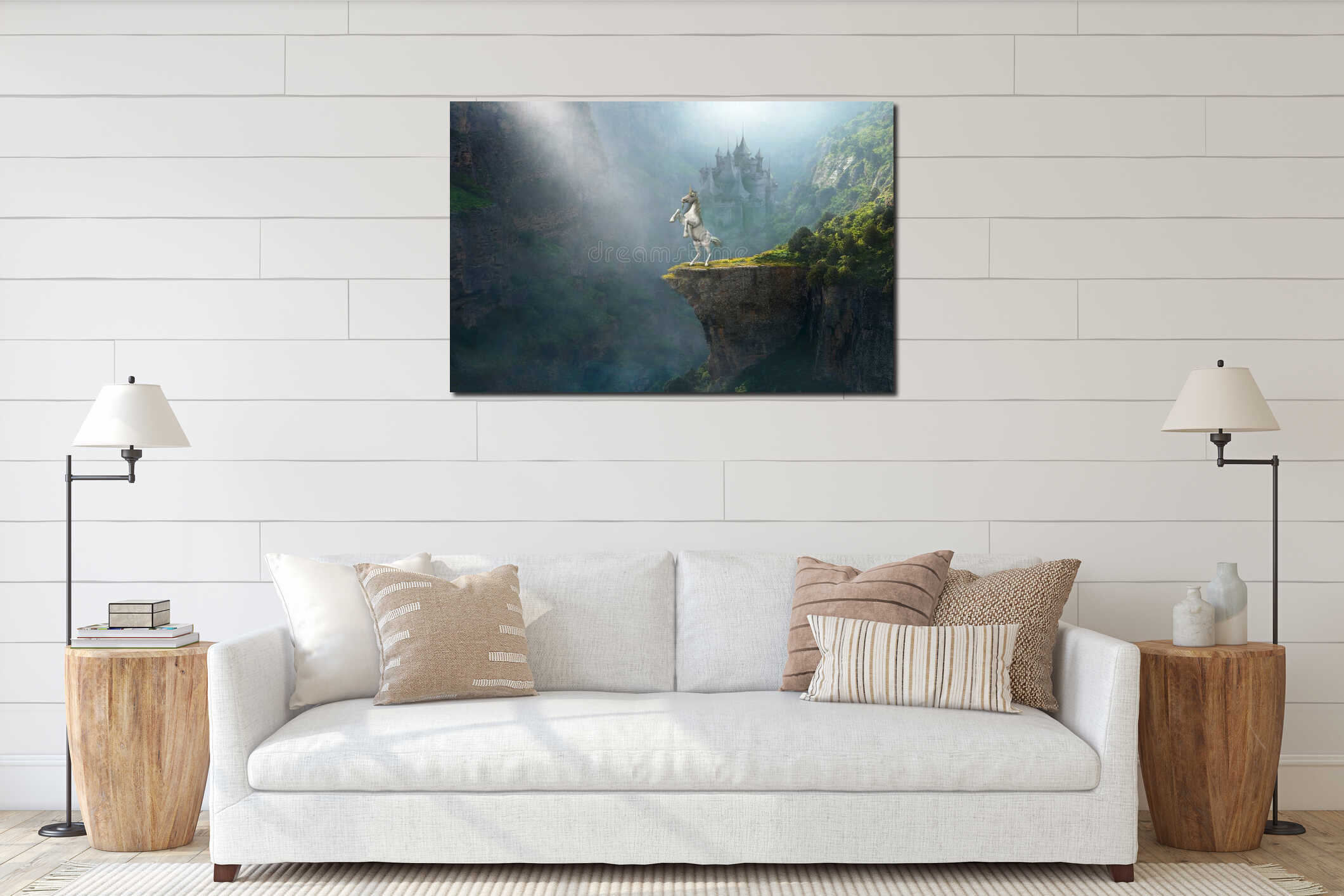 Canvas hanging interior mockup