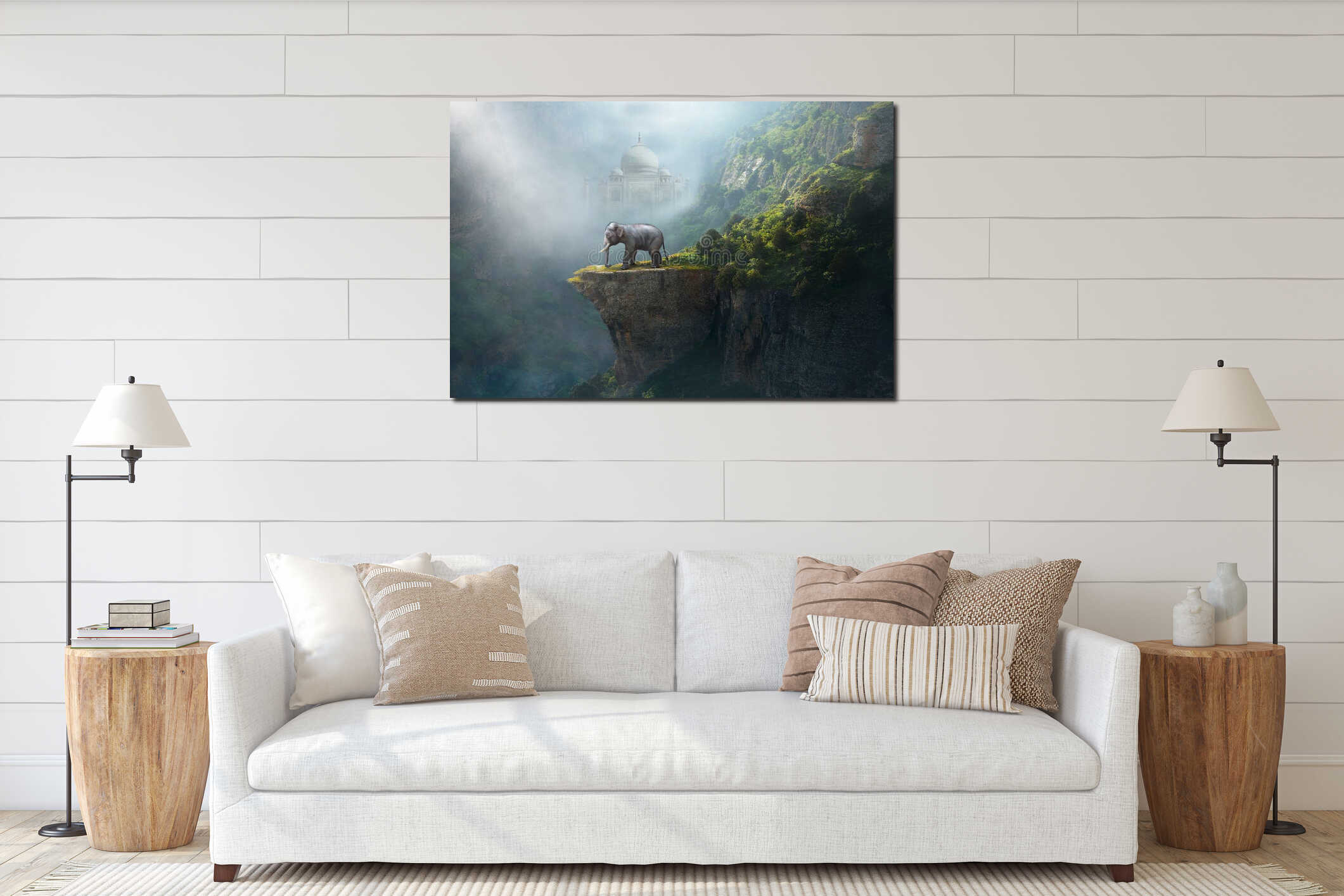 Canvas hanging interior mockup