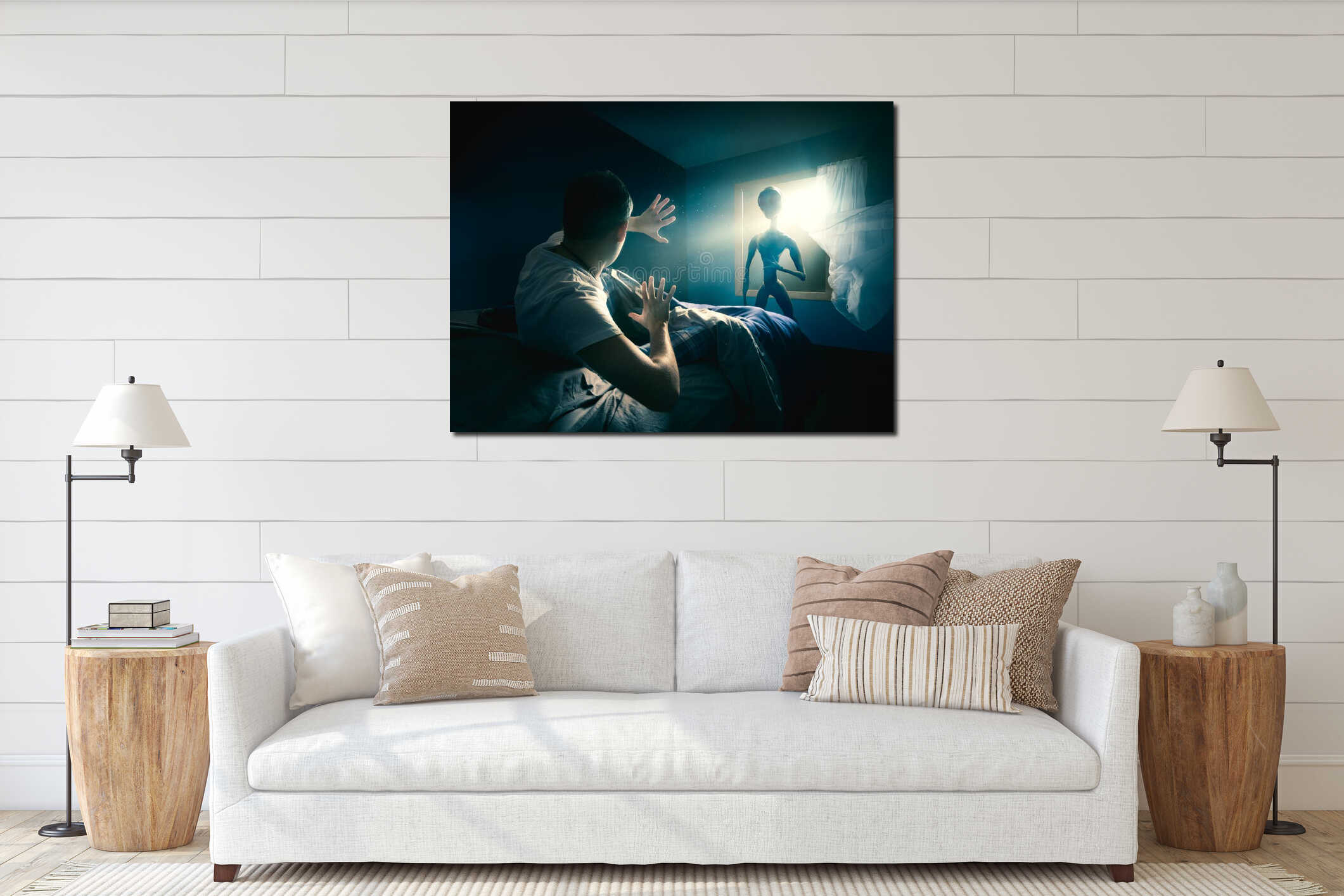 Canvas hanging interior mockup