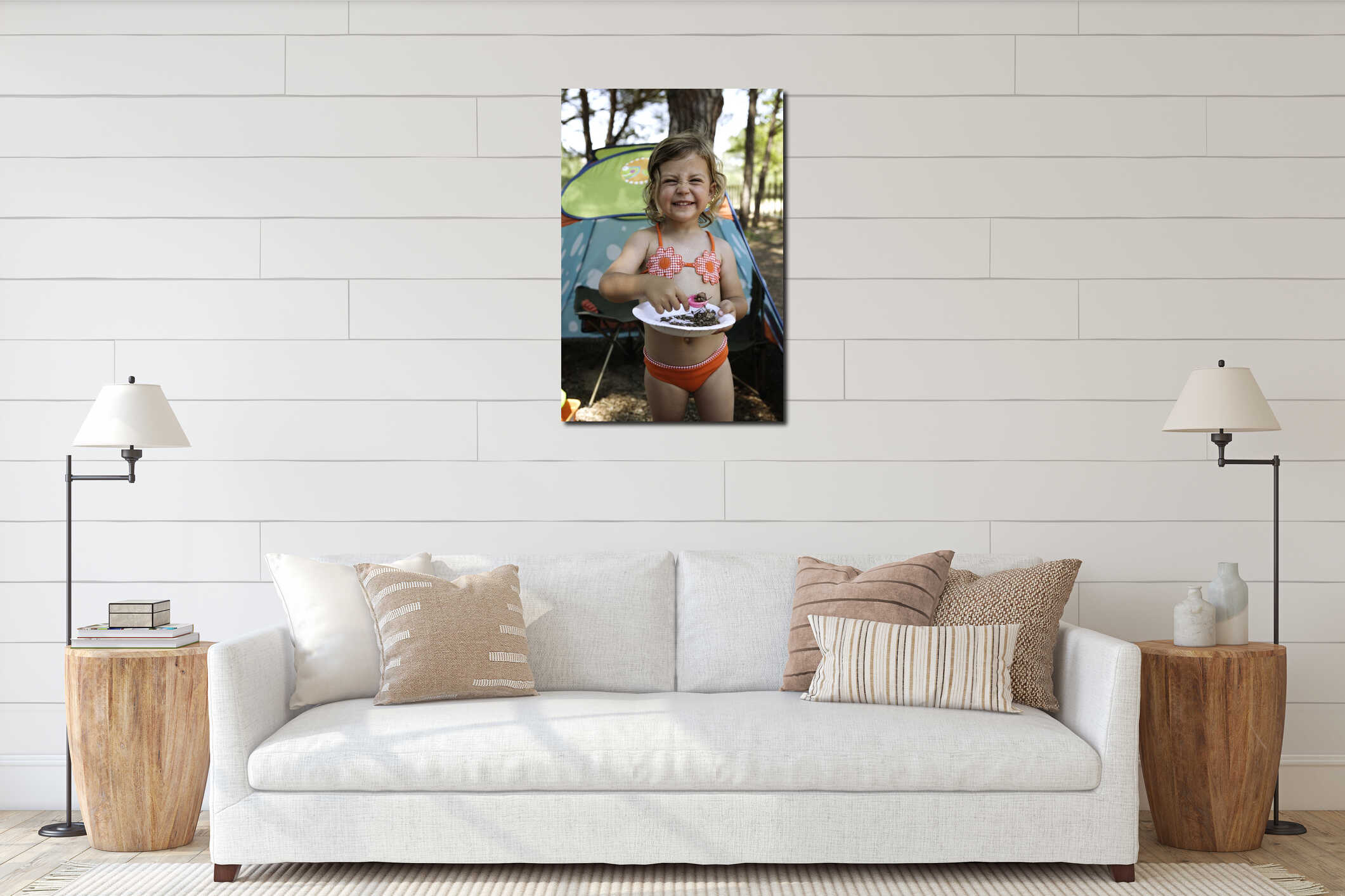 Canvas hanging interior mockup