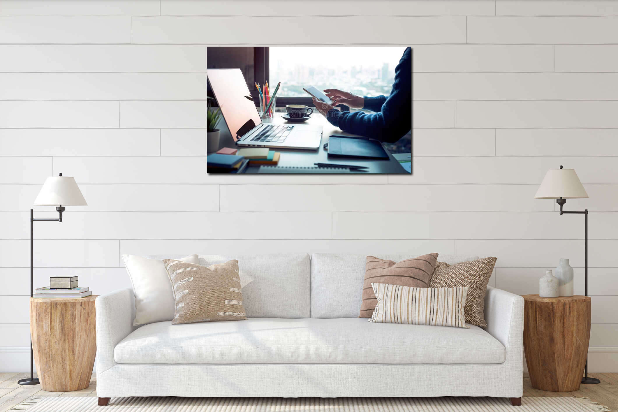 Canvas hanging interior mockup