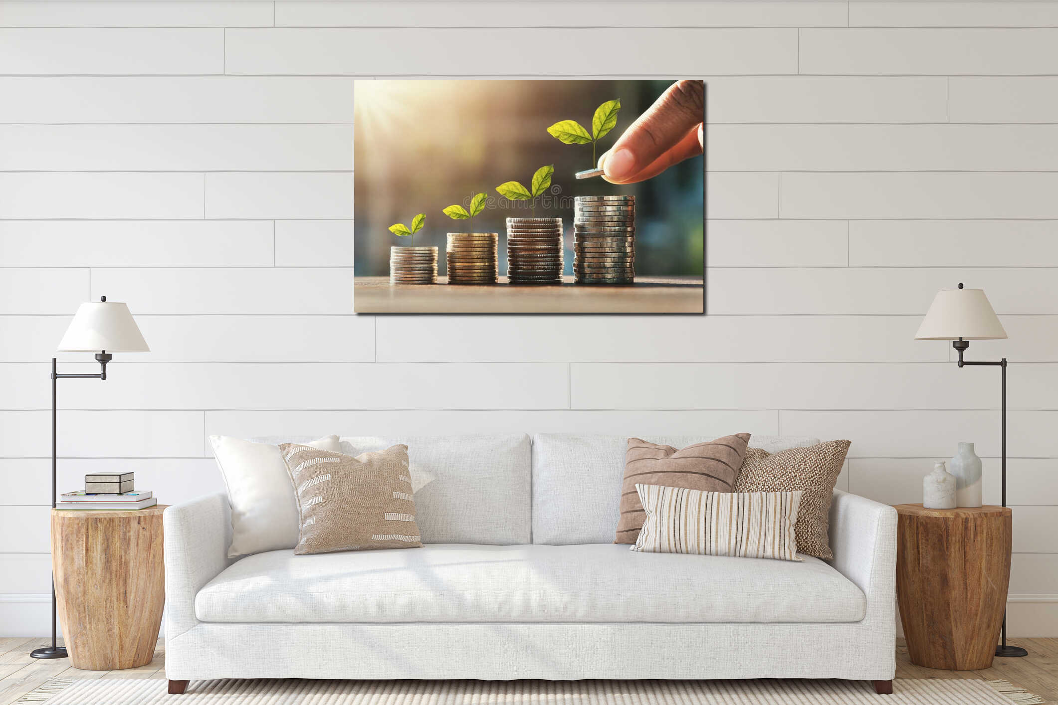 Canvas hanging interior mockup