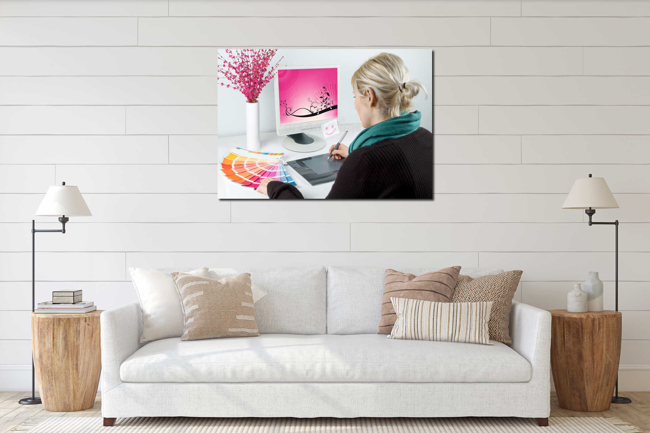 Canvas hanging interior mockup