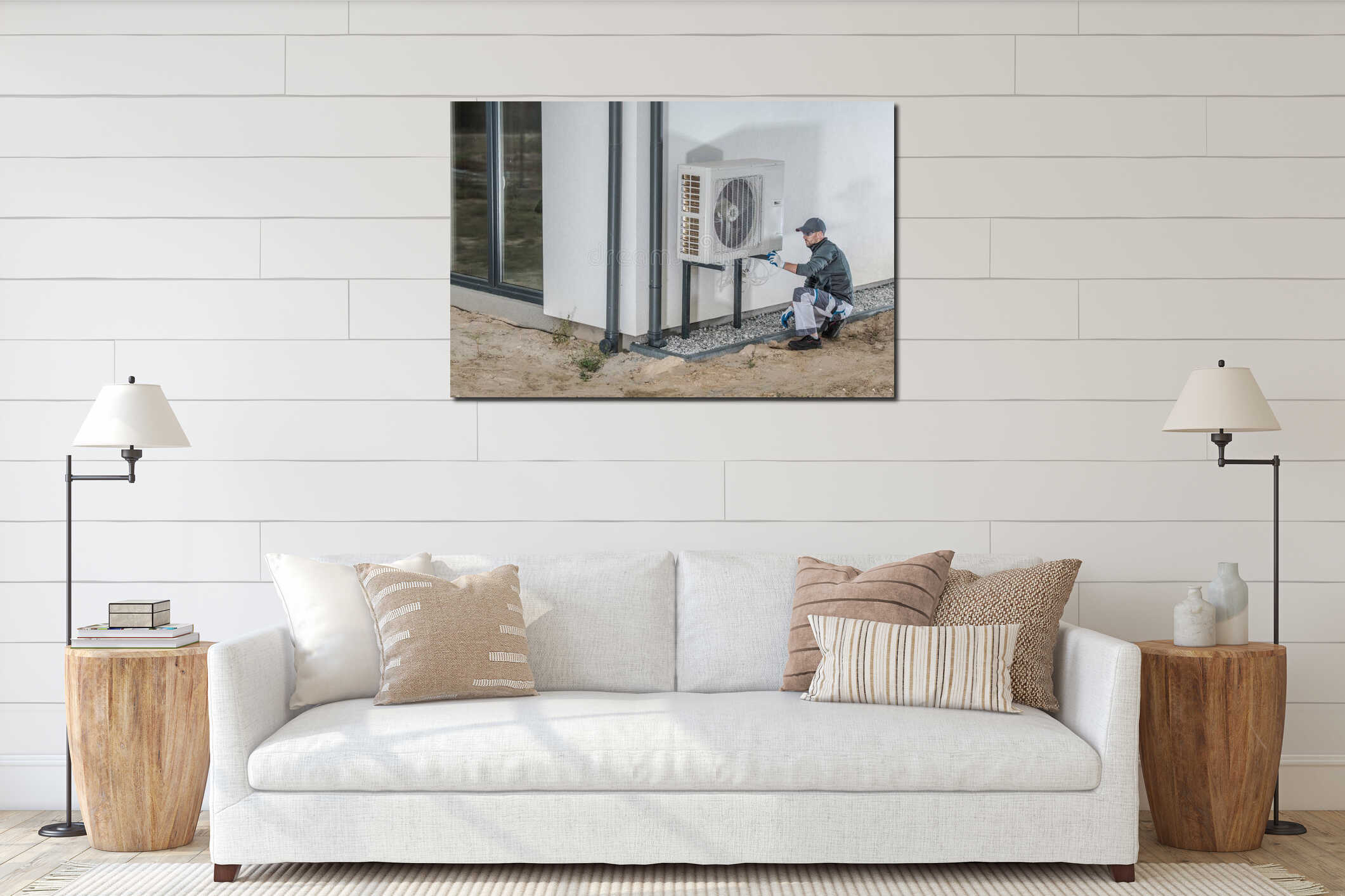 Canvas hanging interior mockup
