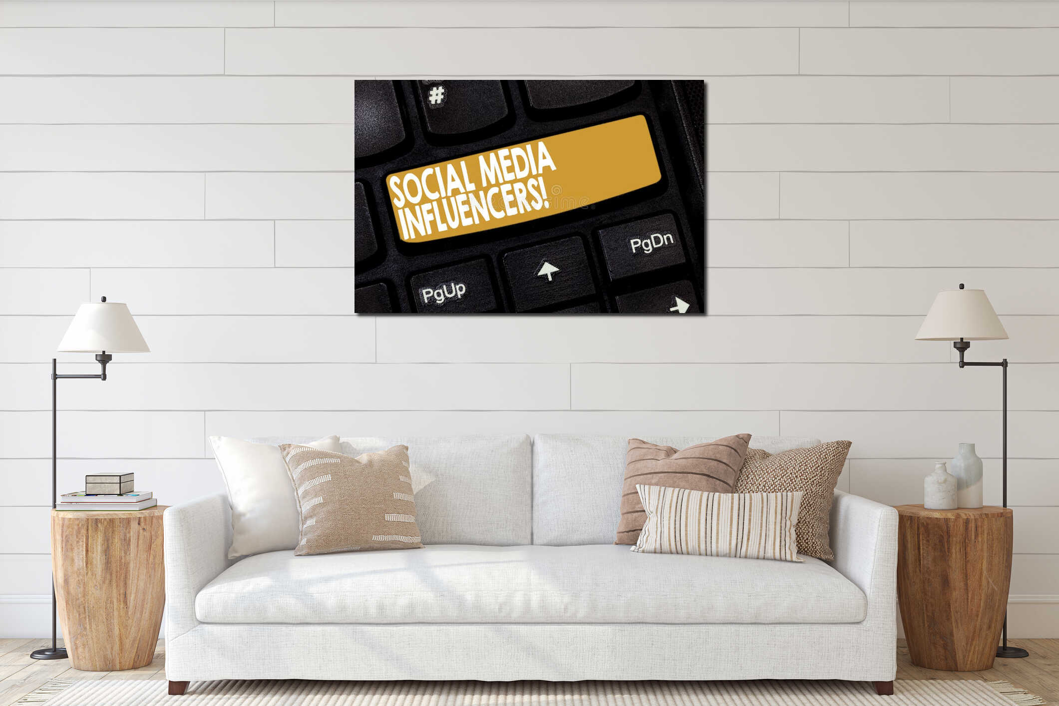 Canvas hanging interior mockup