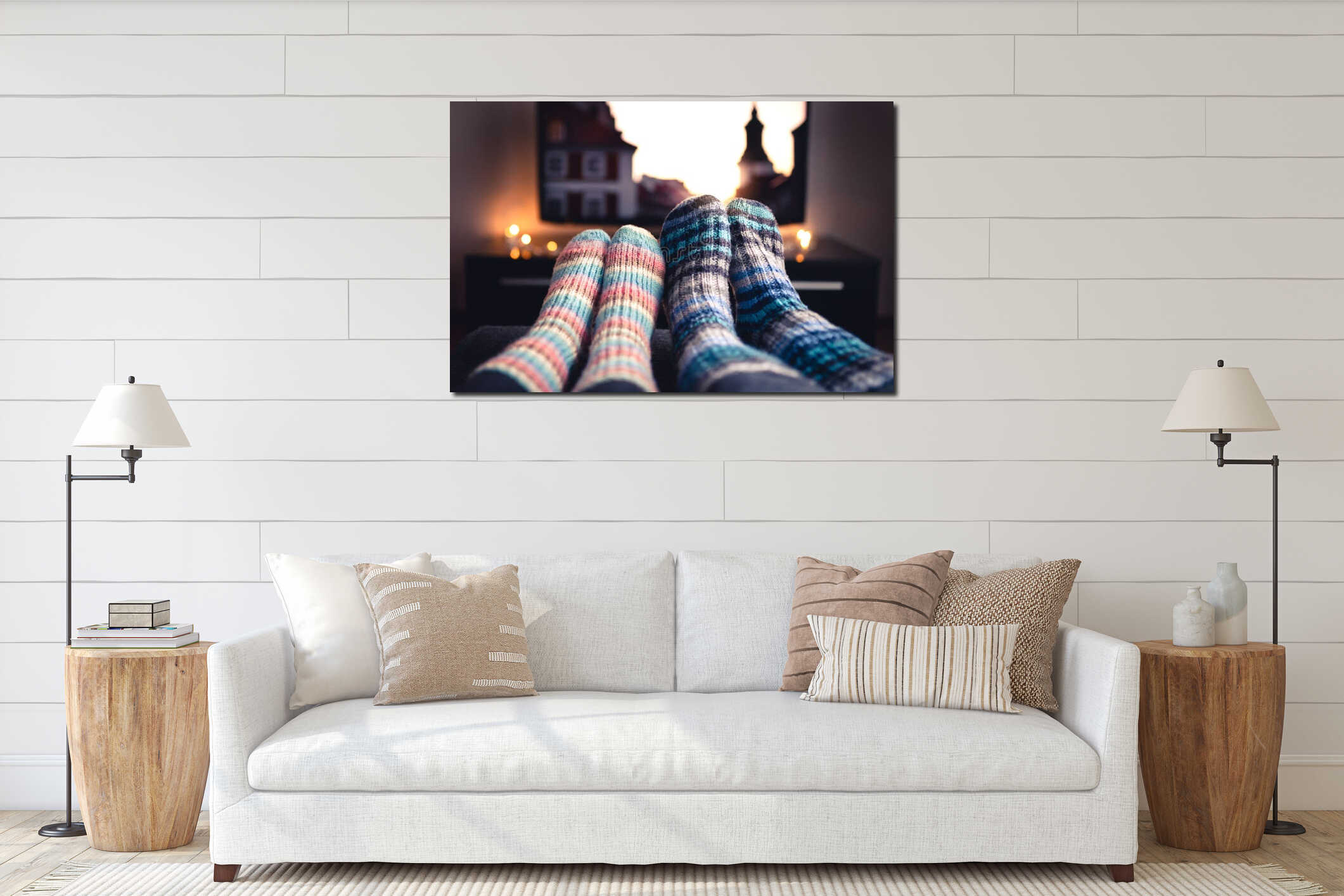 Canvas hanging interior mockup