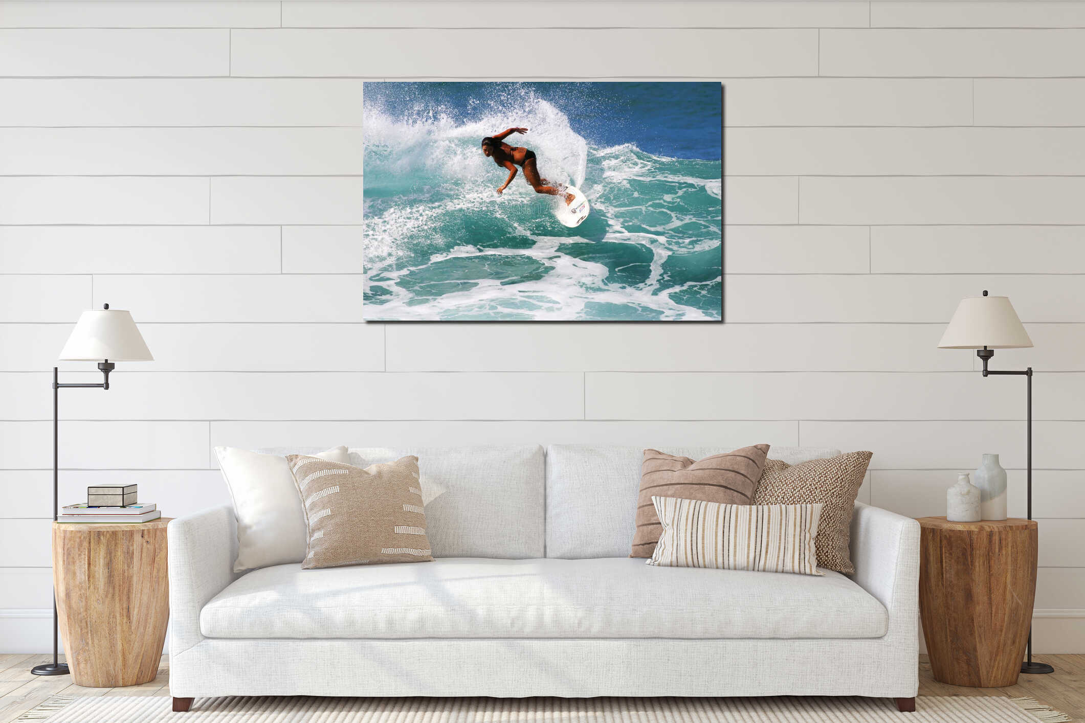 Canvas hanging interior mockup