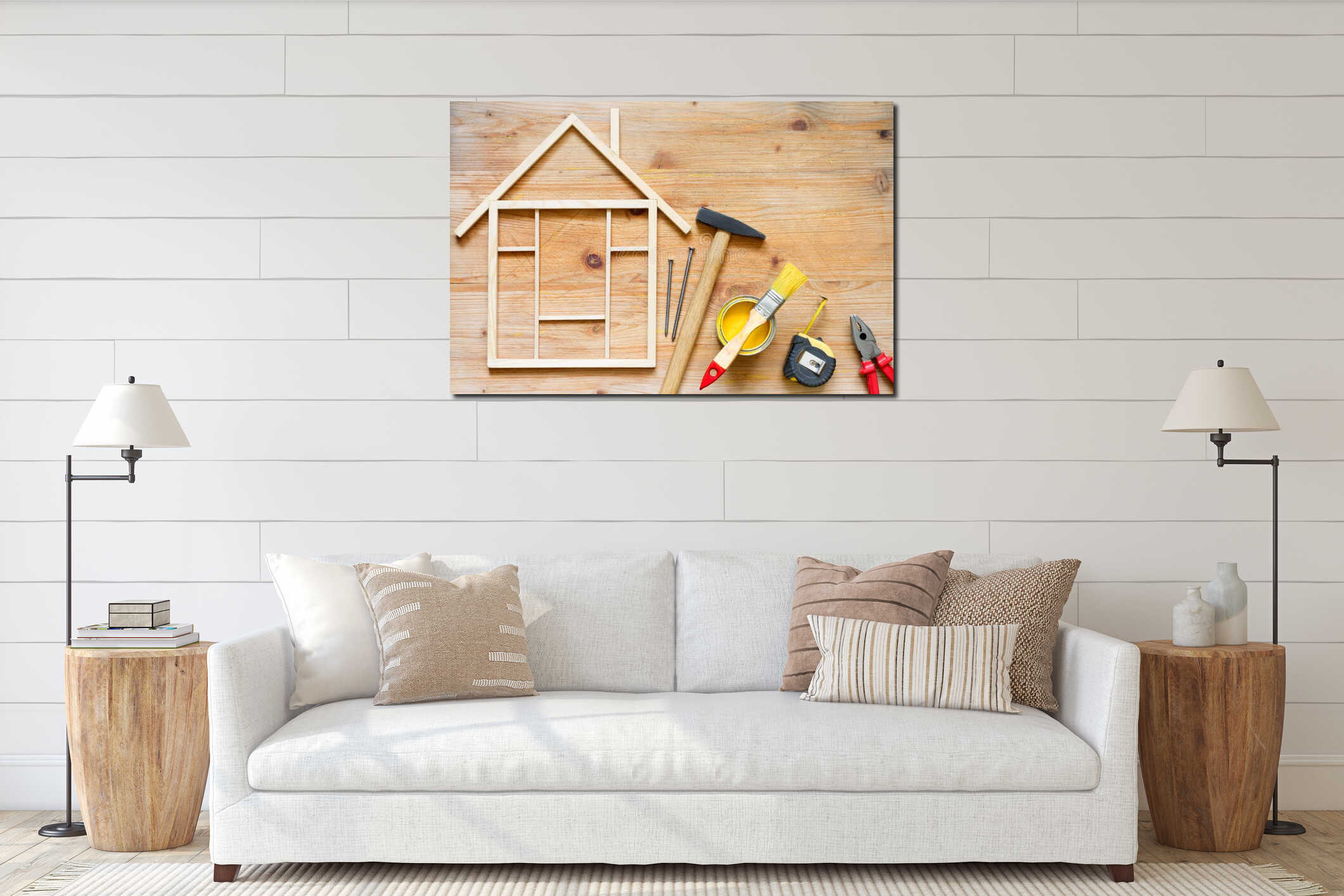 Canvas hanging interior mockup