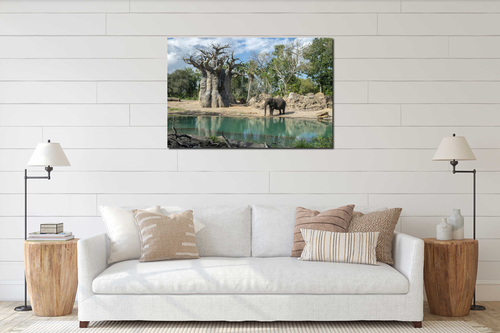 Canvas hanging interior mockup