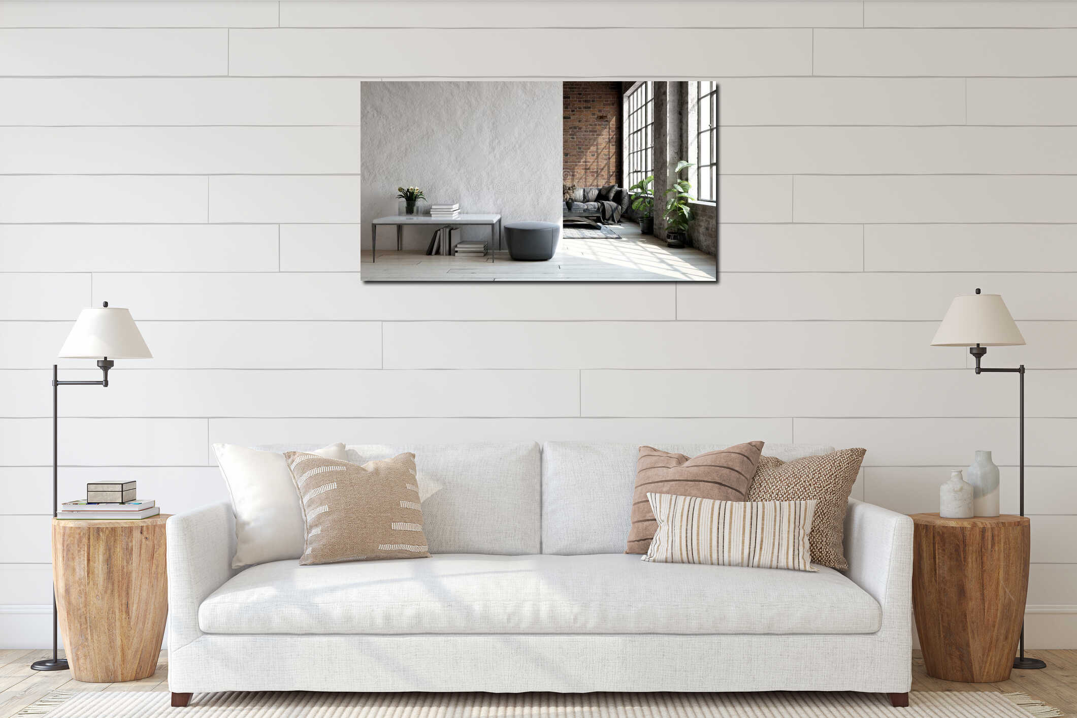Canvas hanging interior mockup