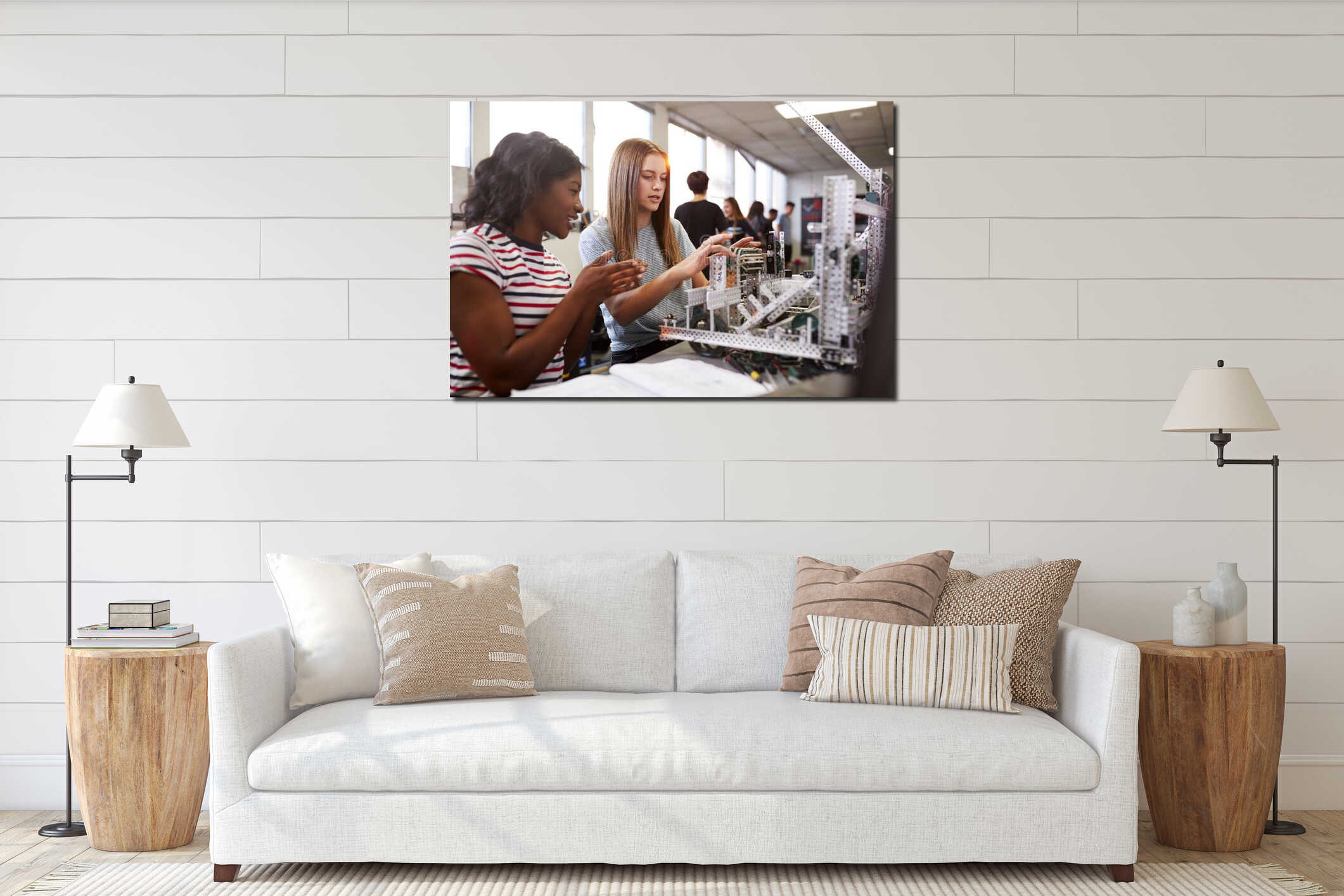 Canvas hanging interior mockup