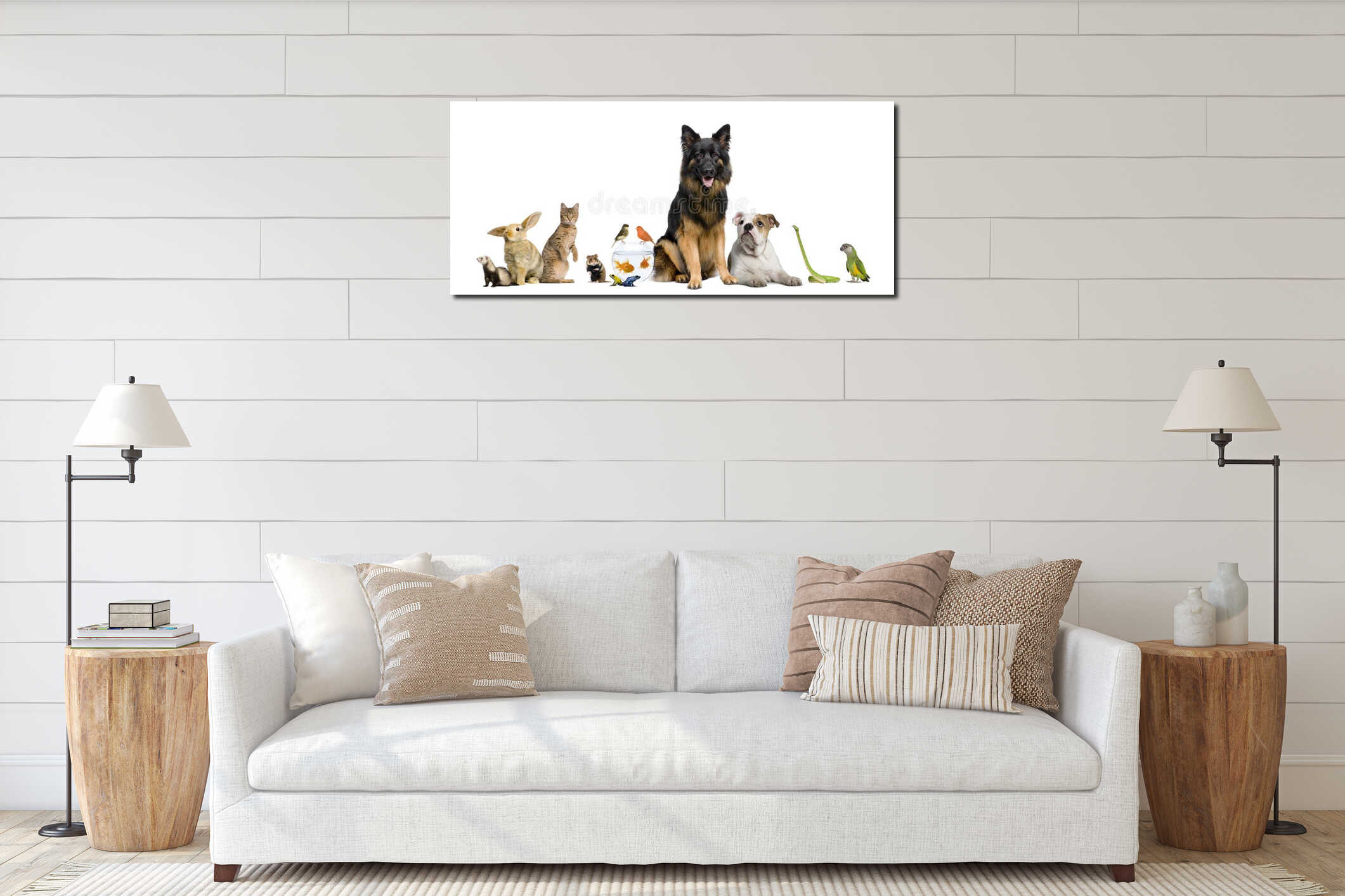 Canvas hanging interior mockup