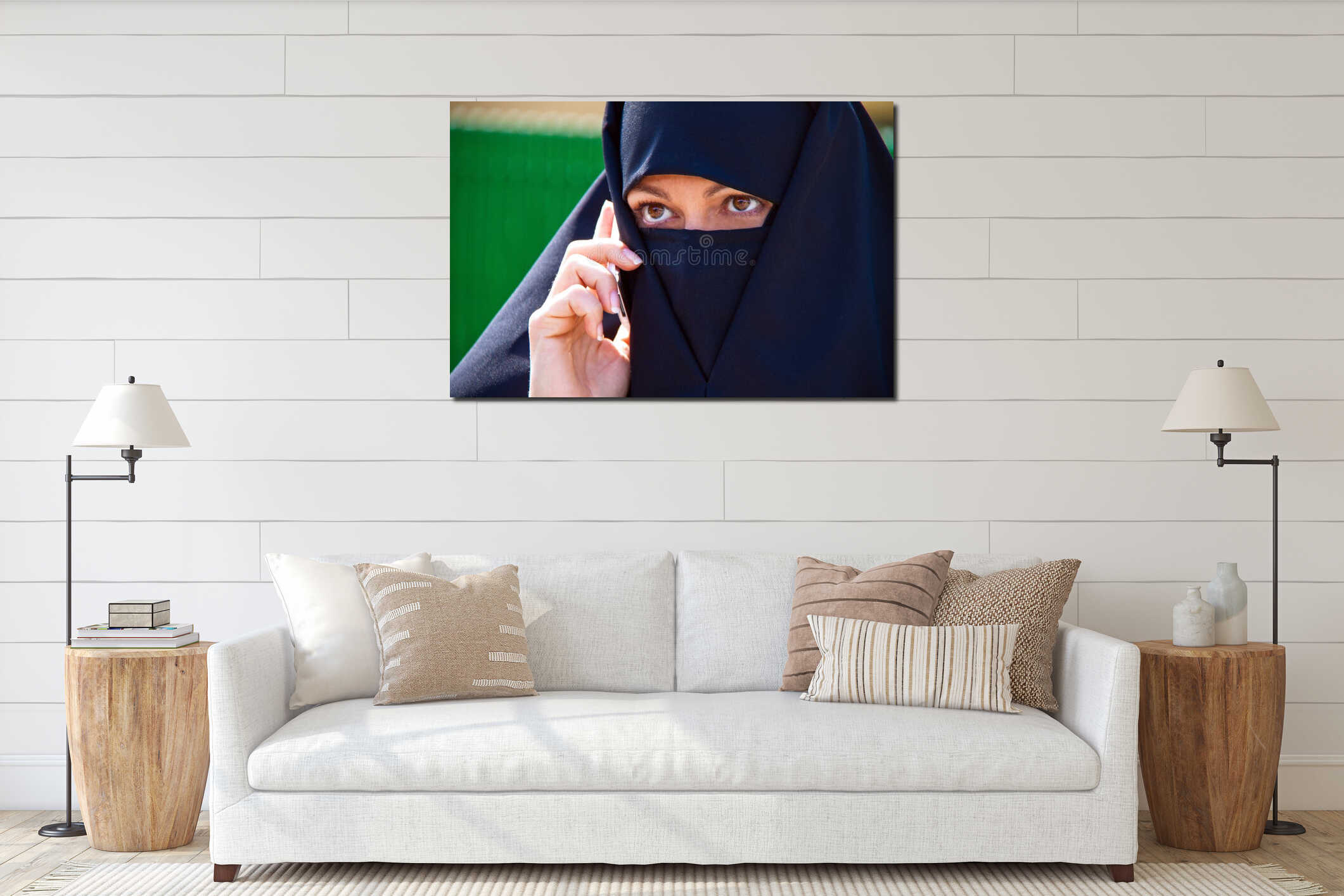 Canvas hanging interior mockup