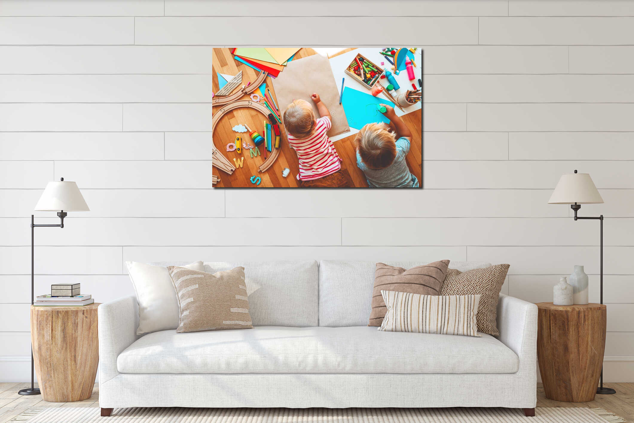 Canvas hanging interior mockup