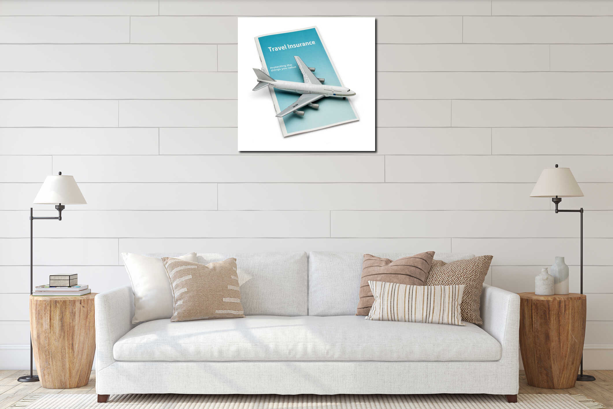 Canvas hanging interior mockup