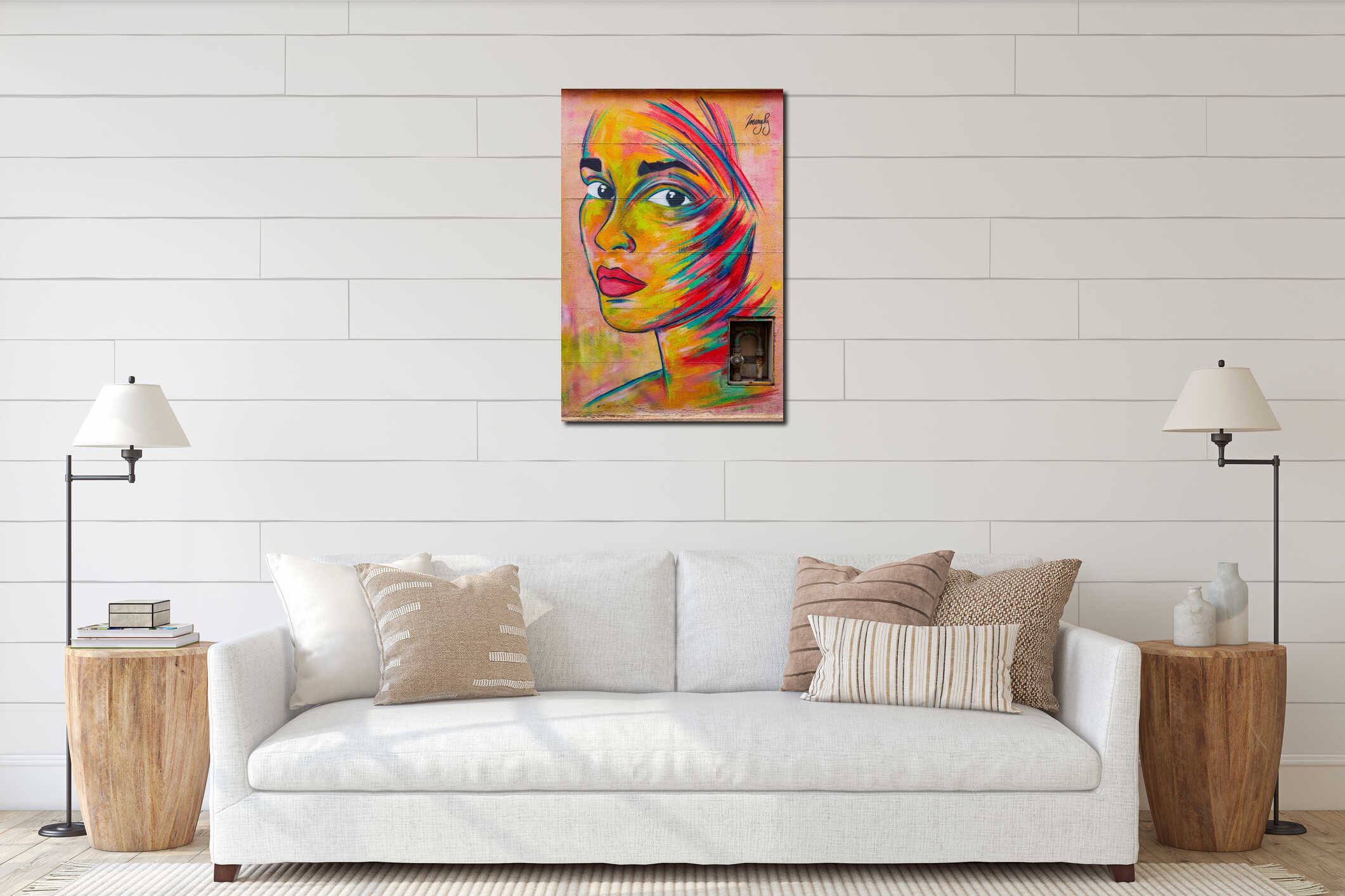 Canvas hanging interior mockup