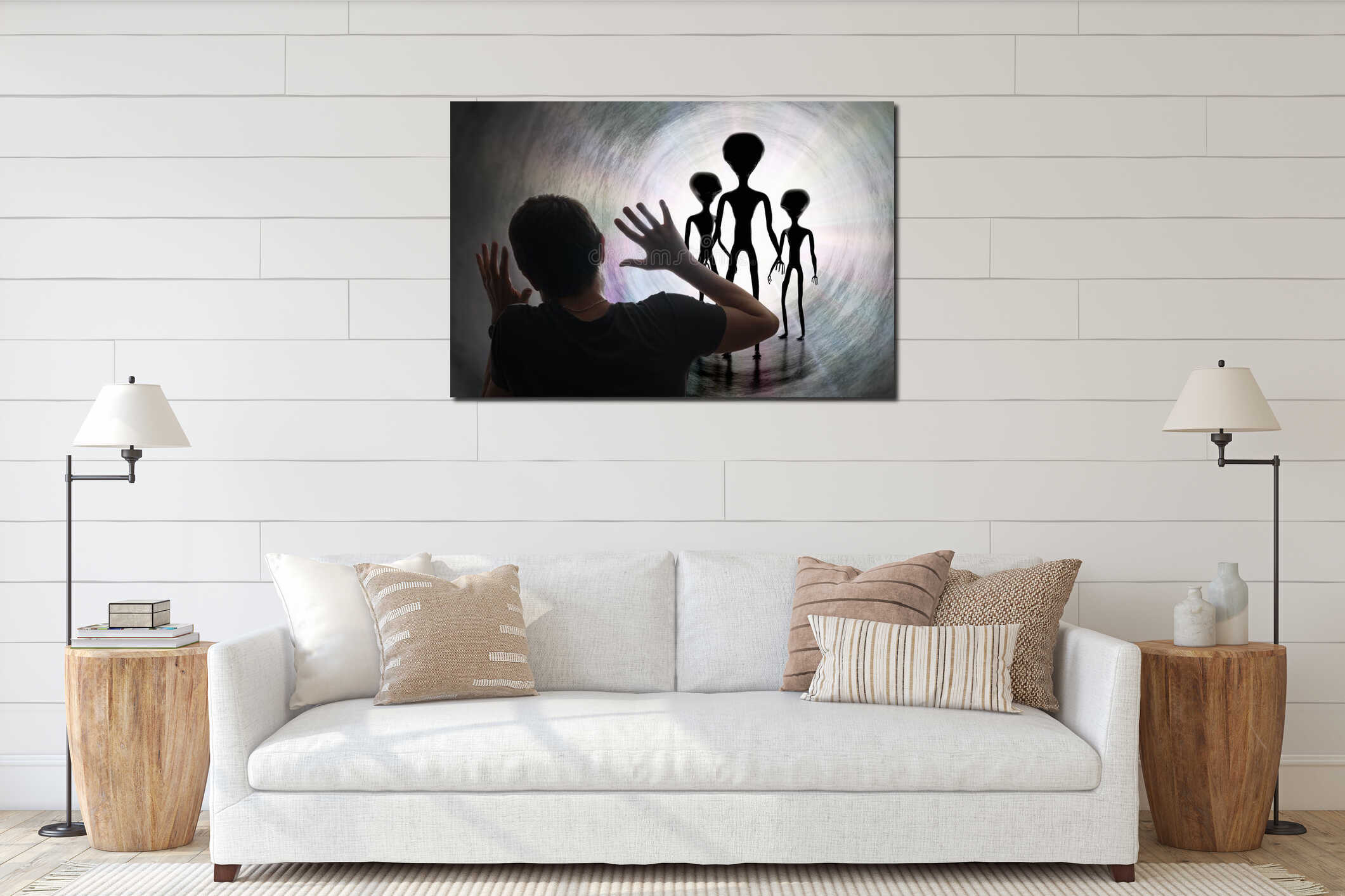 Canvas hanging interior mockup