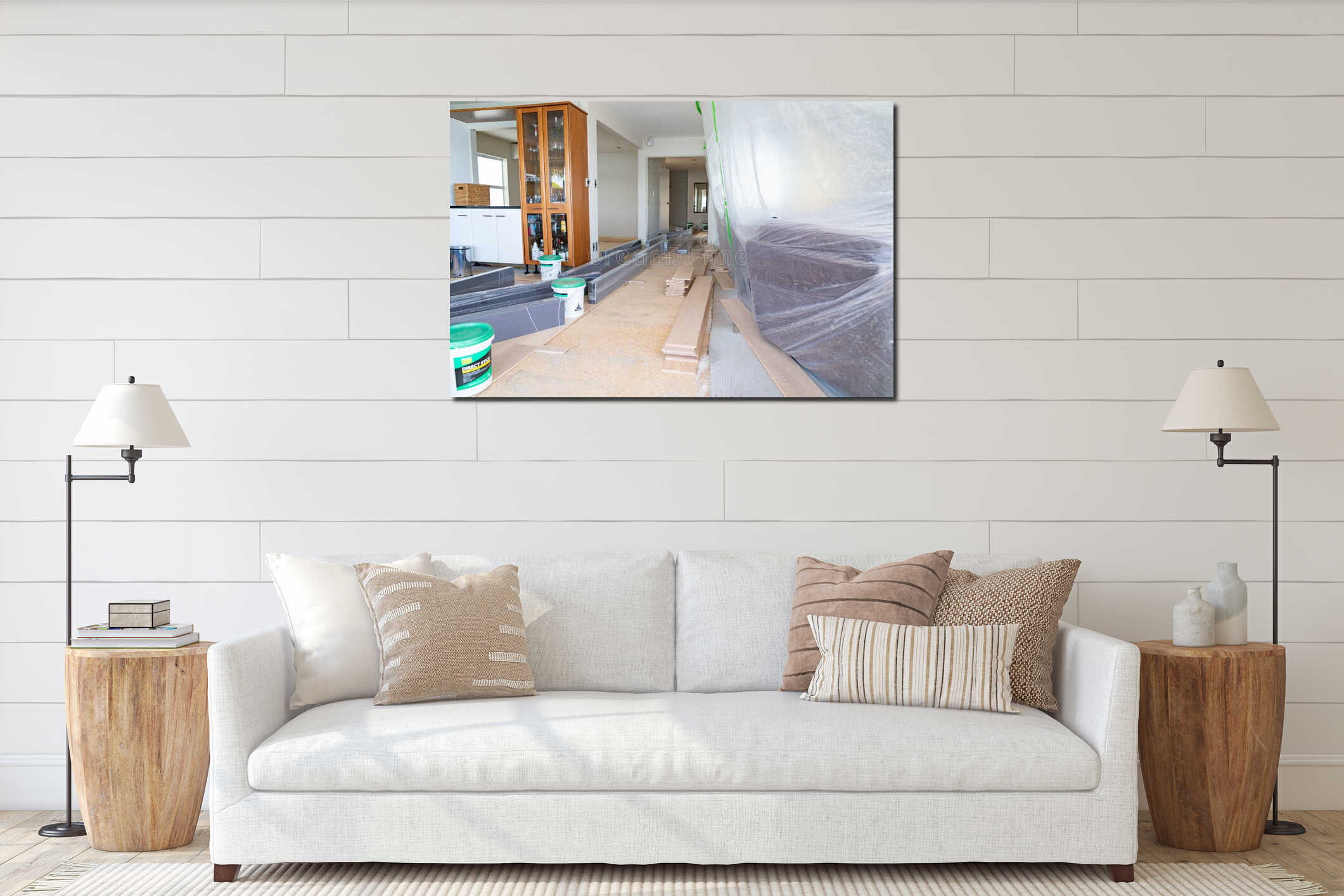 Canvas hanging interior mockup