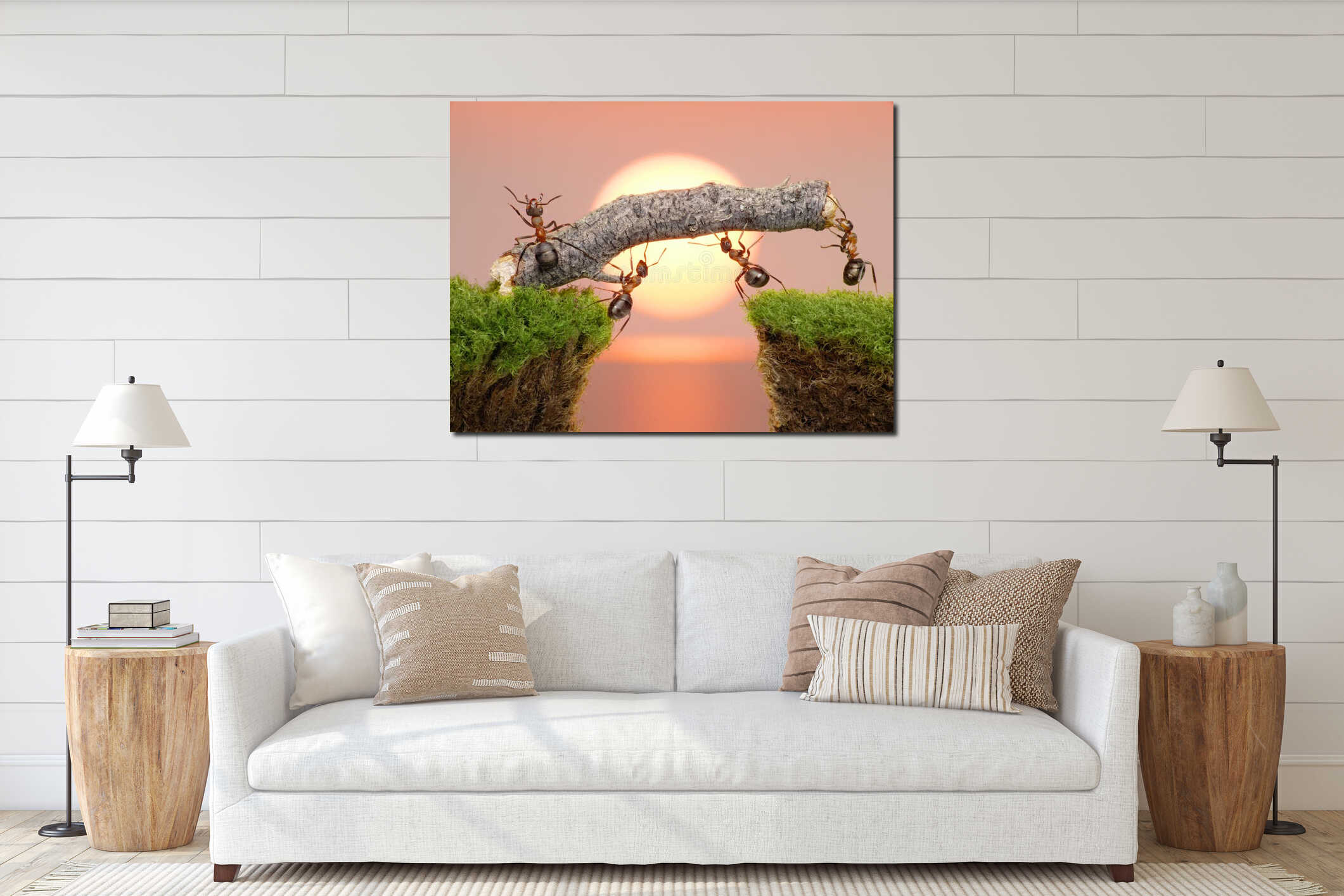 Canvas hanging interior mockup