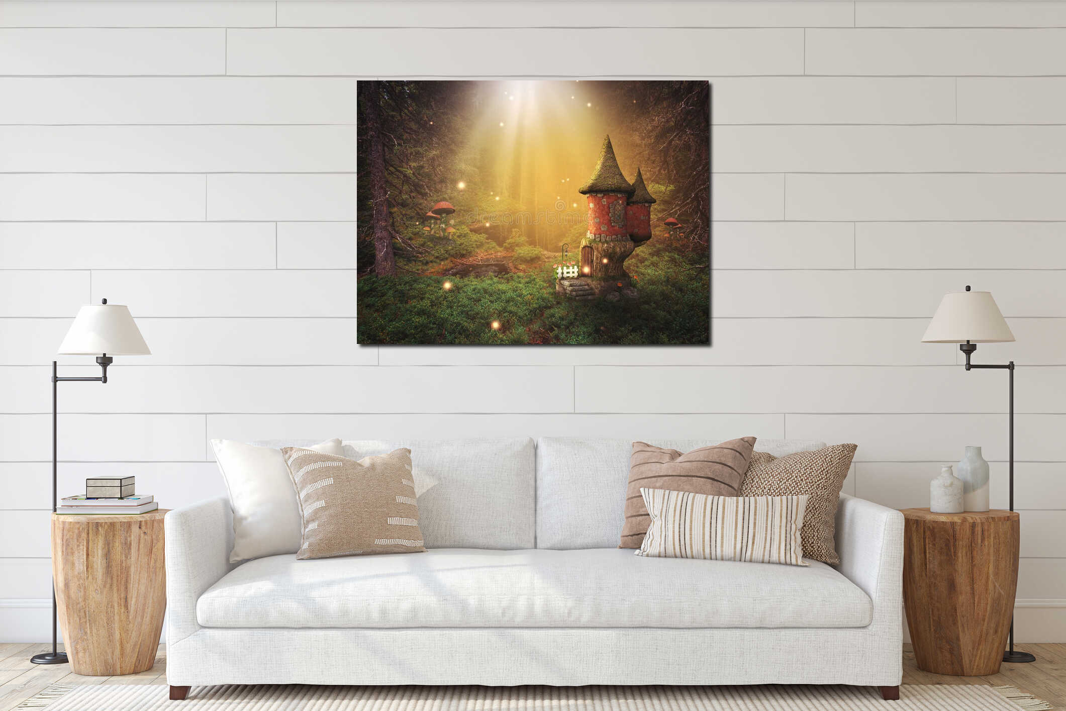 Canvas hanging interior mockup