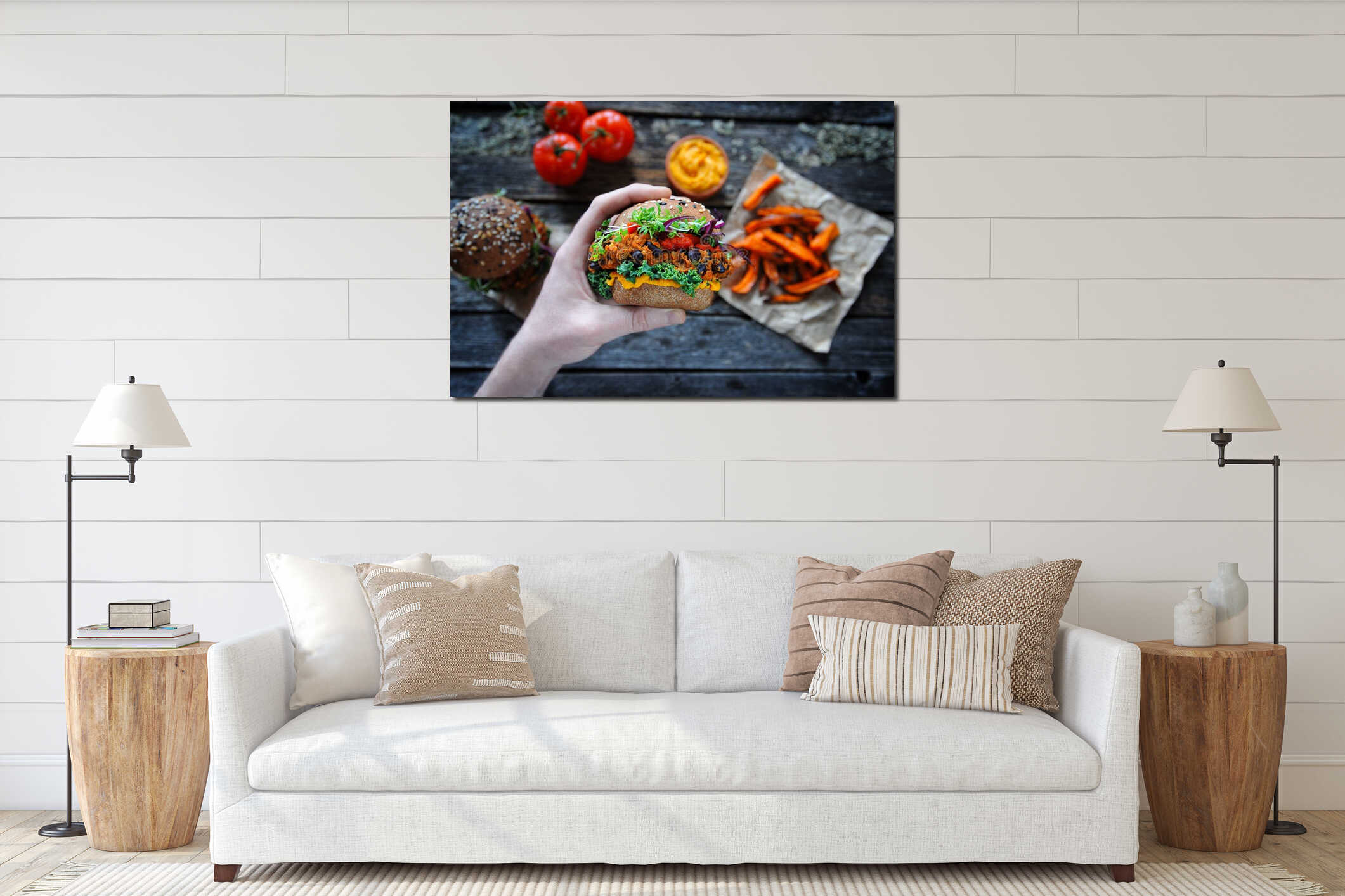 Canvas hanging interior mockup
