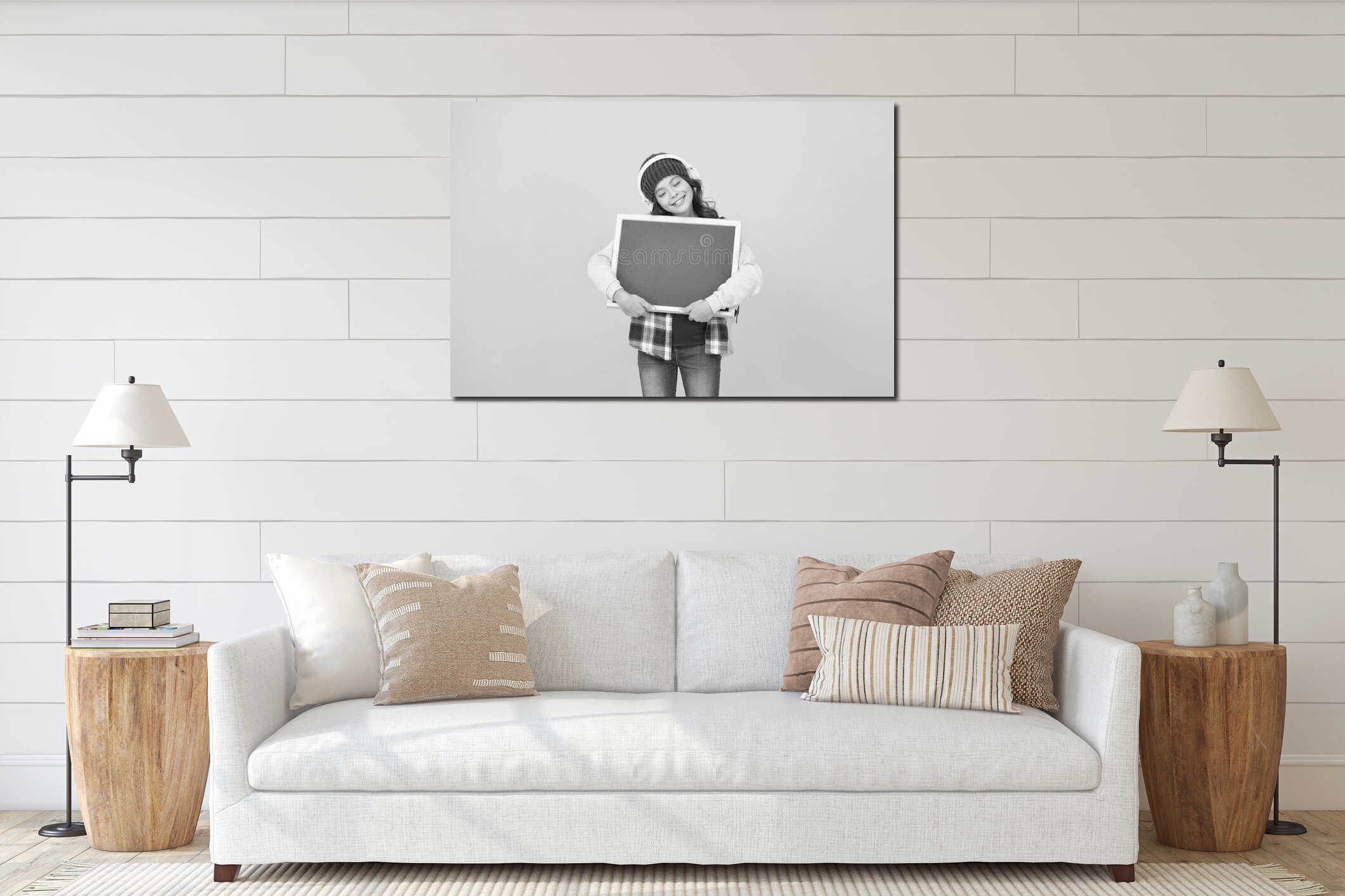 Canvas hanging interior mockup