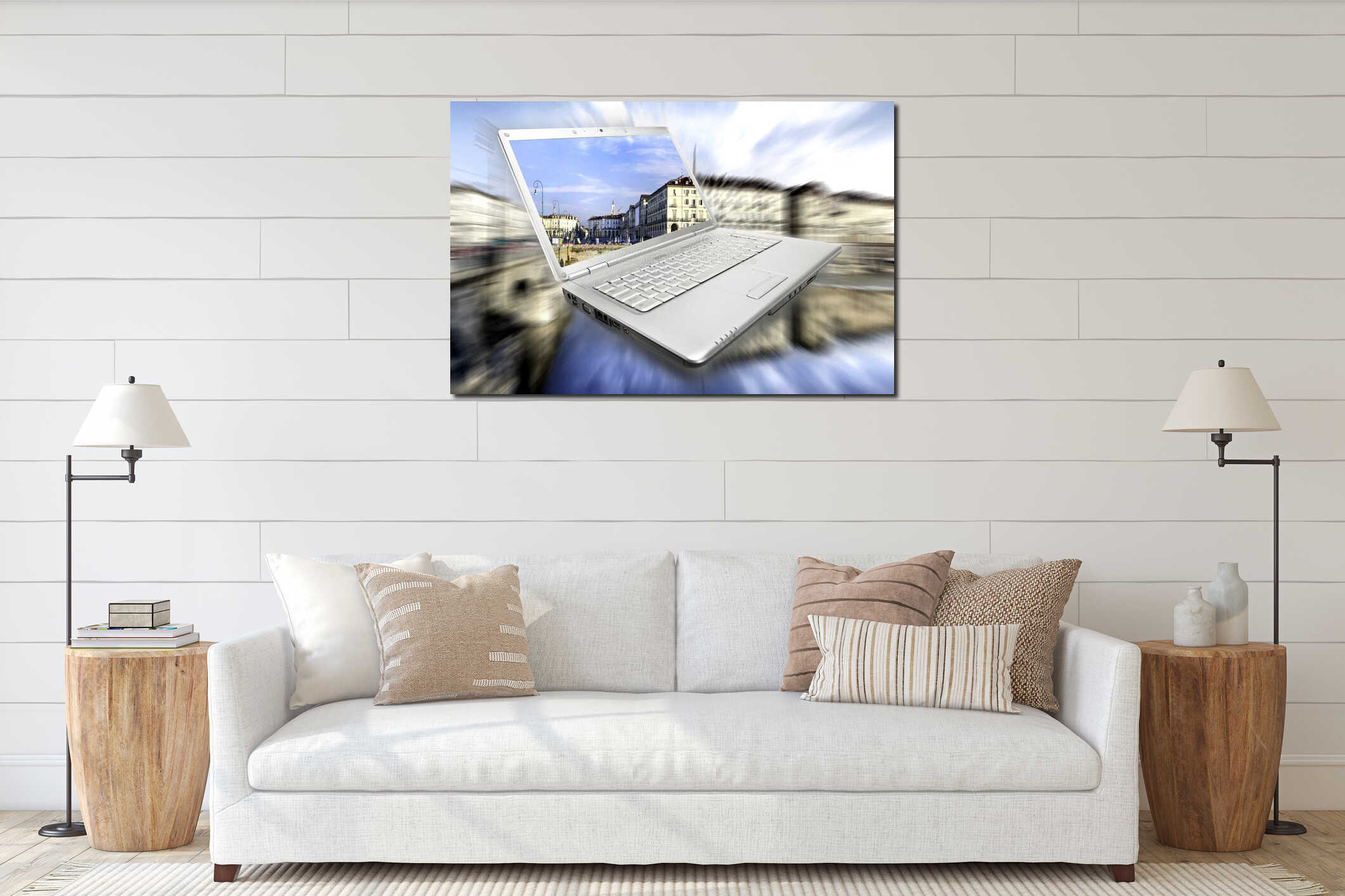 Canvas hanging interior mockup