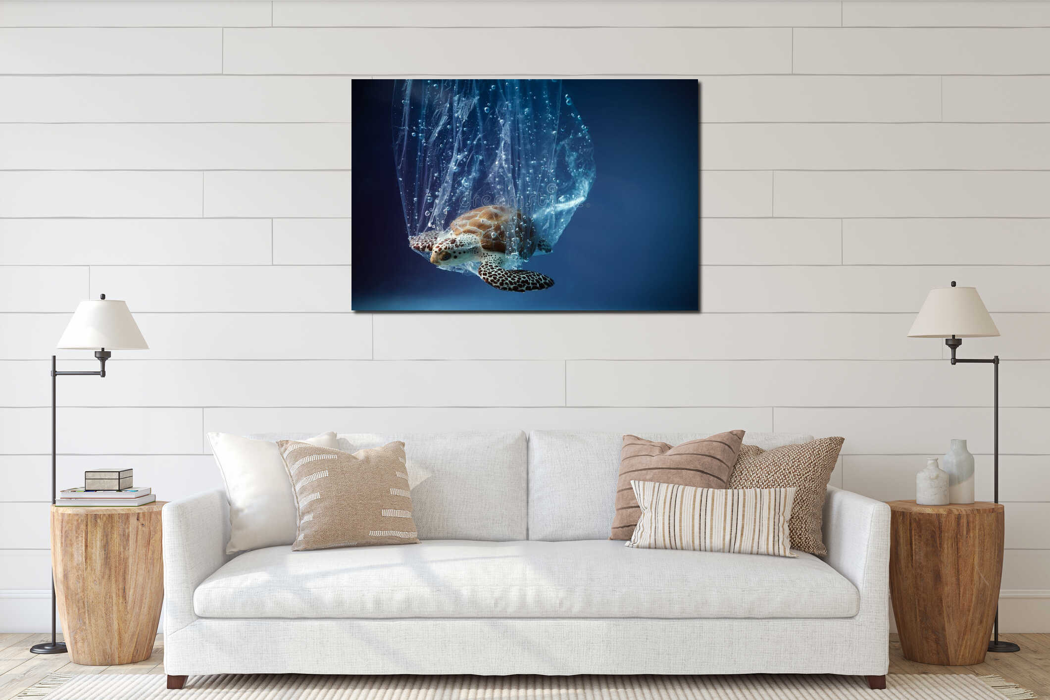 Canvas hanging interior mockup