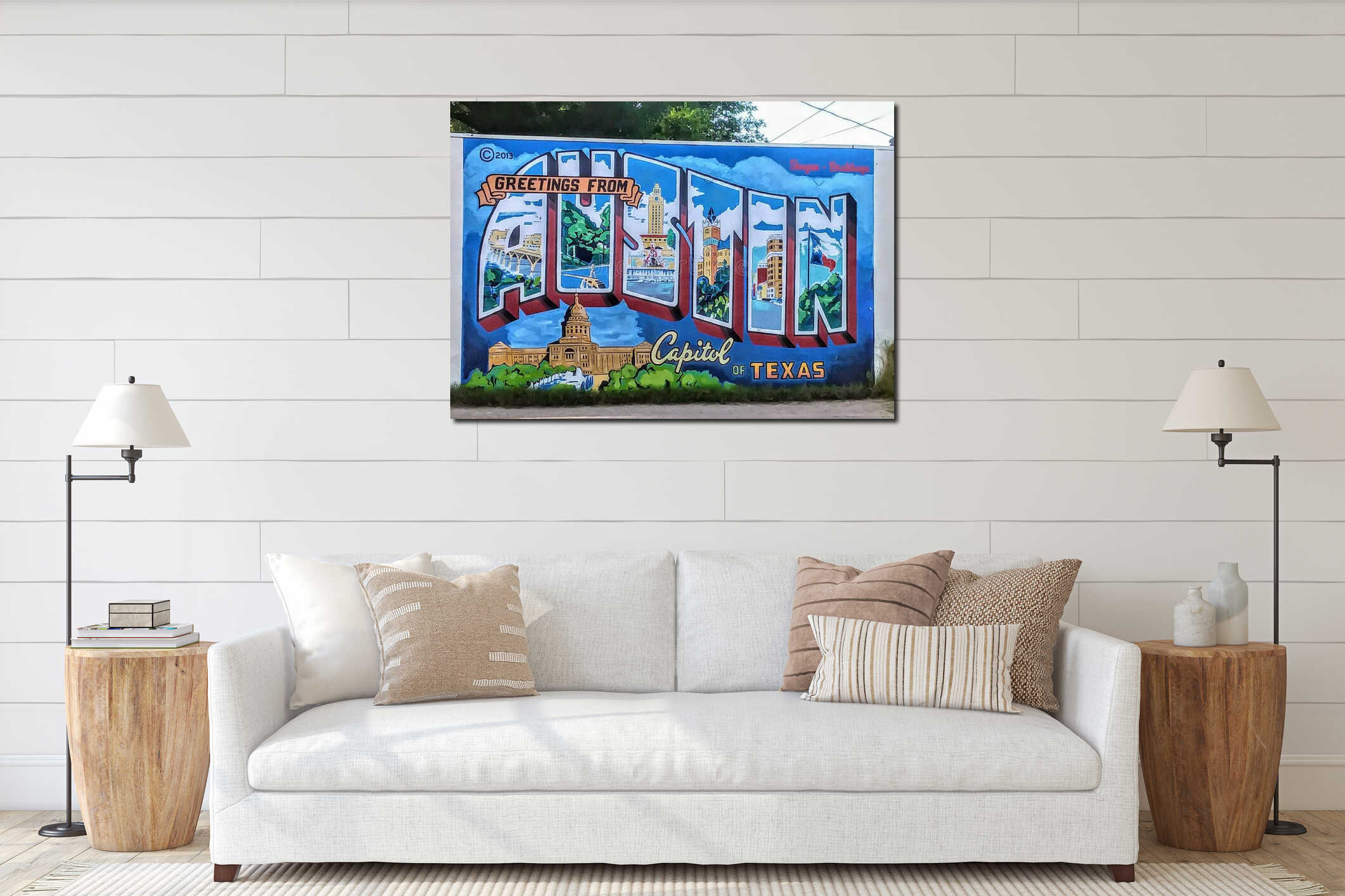 Canvas hanging interior mockup