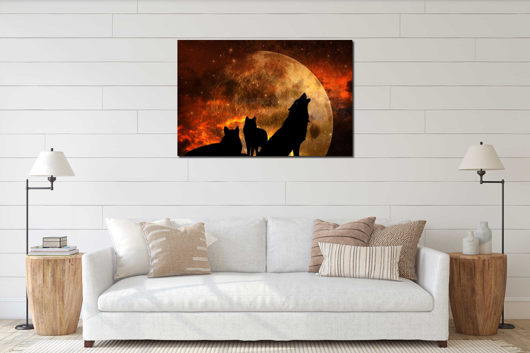 Canvas hanging interior mockup