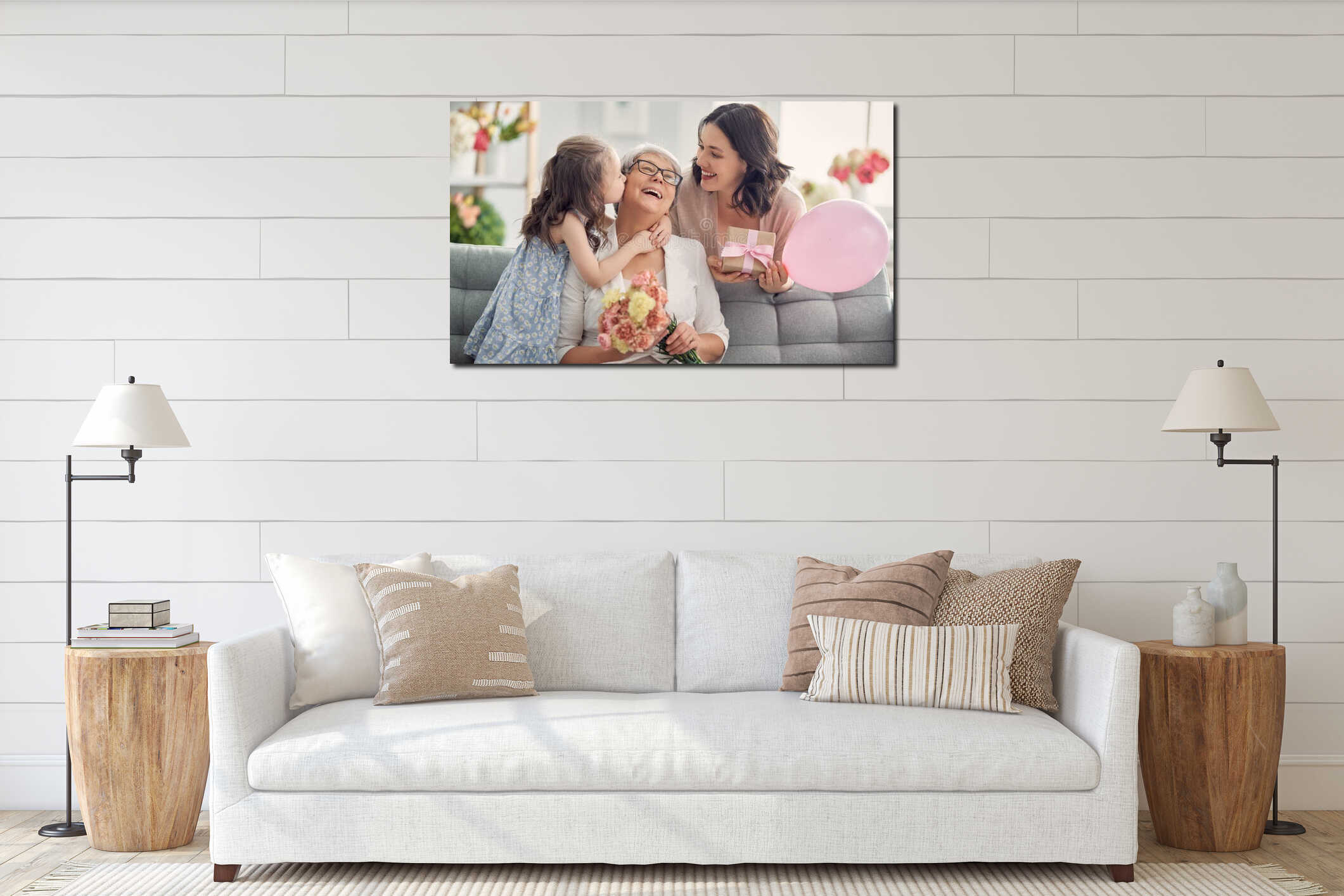 Canvas hanging interior mockup