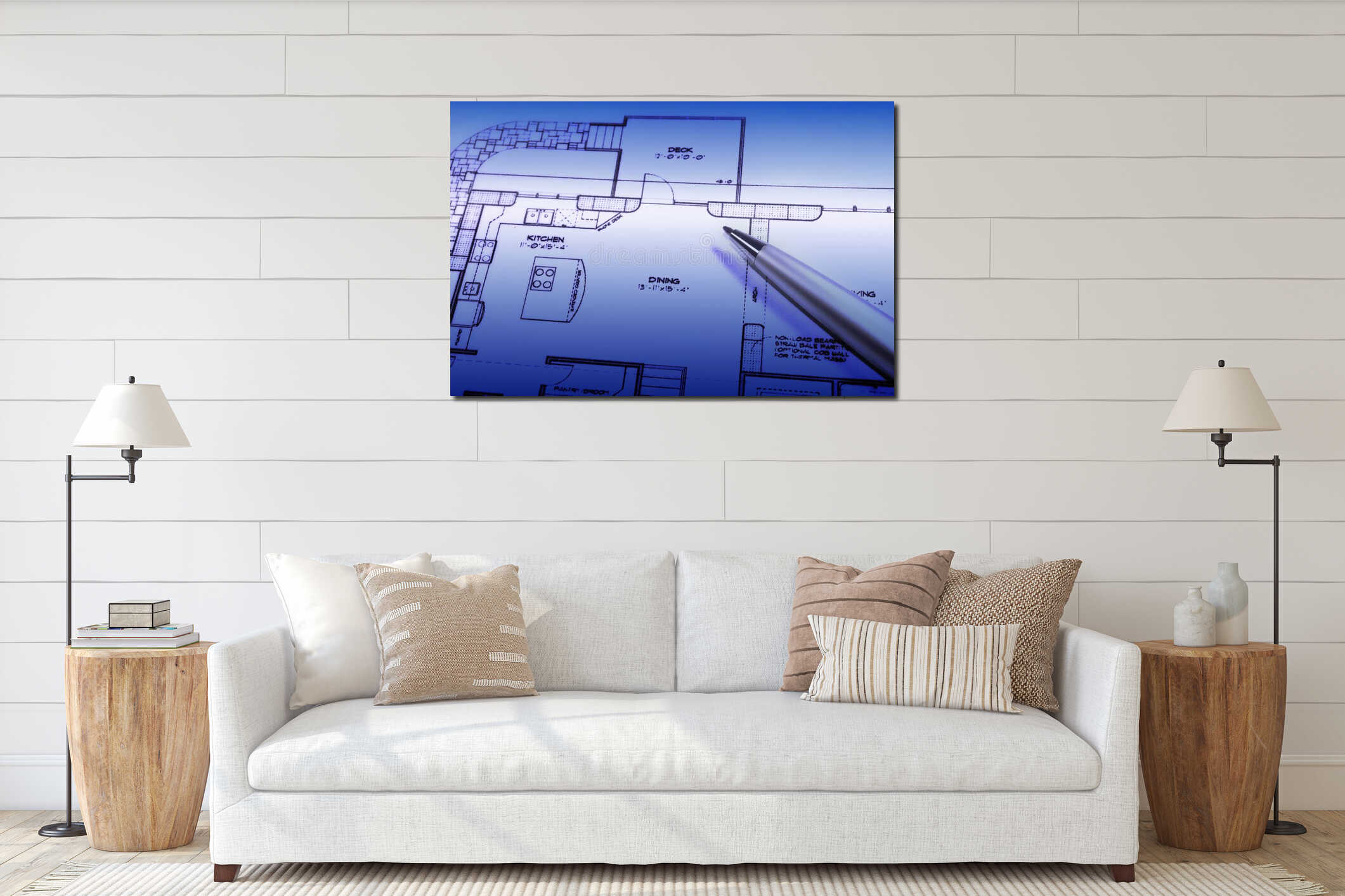 Canvas hanging interior mockup